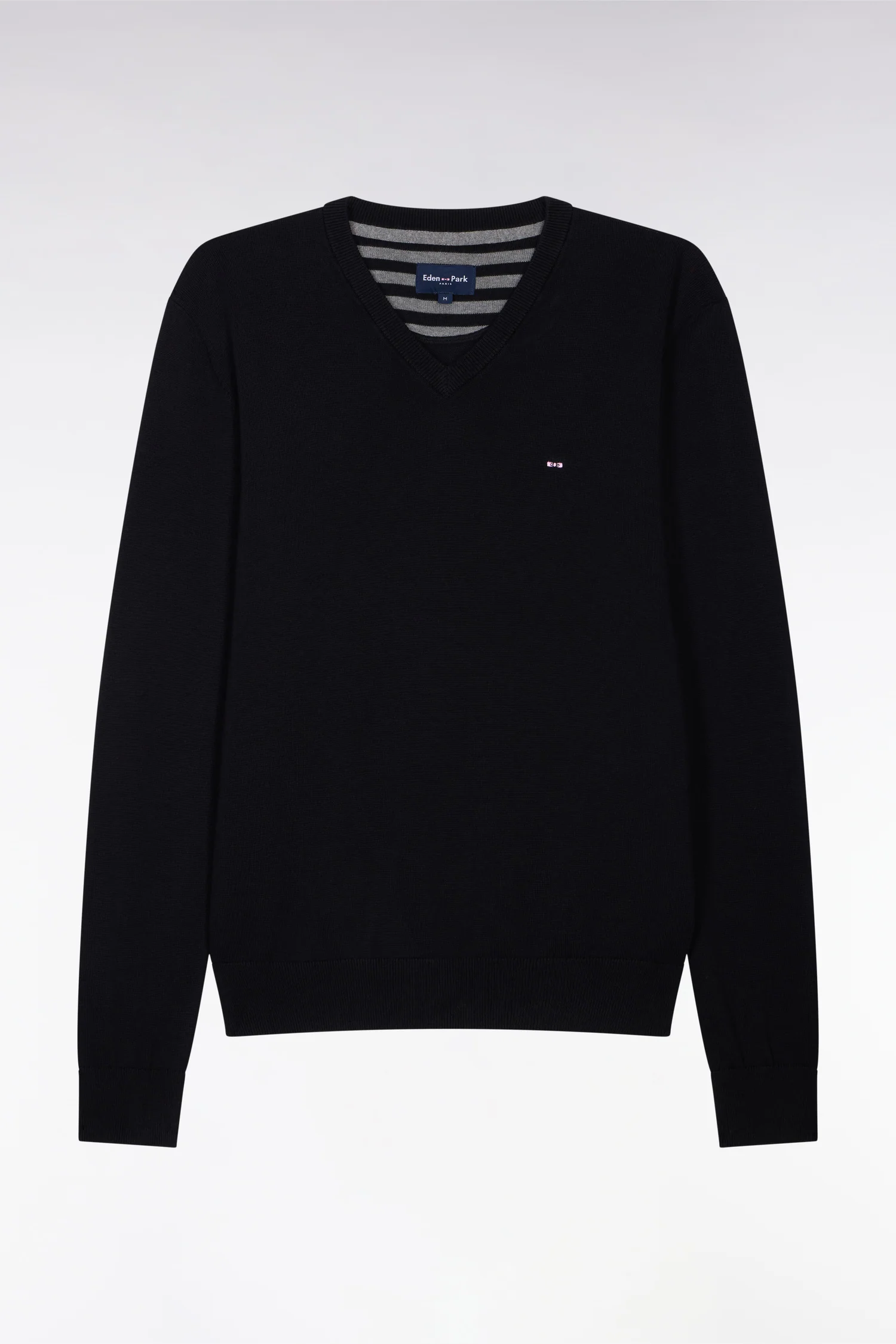 Pull noir à col V en coton - Image 2
