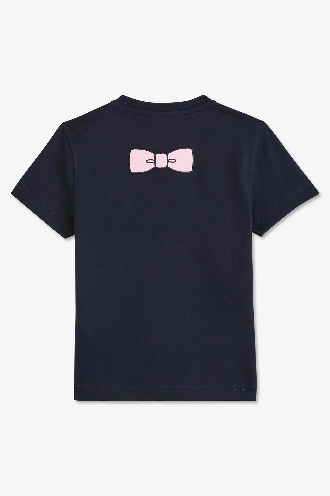 T-shirt bleu marine à broderie nœud dos - Image 2