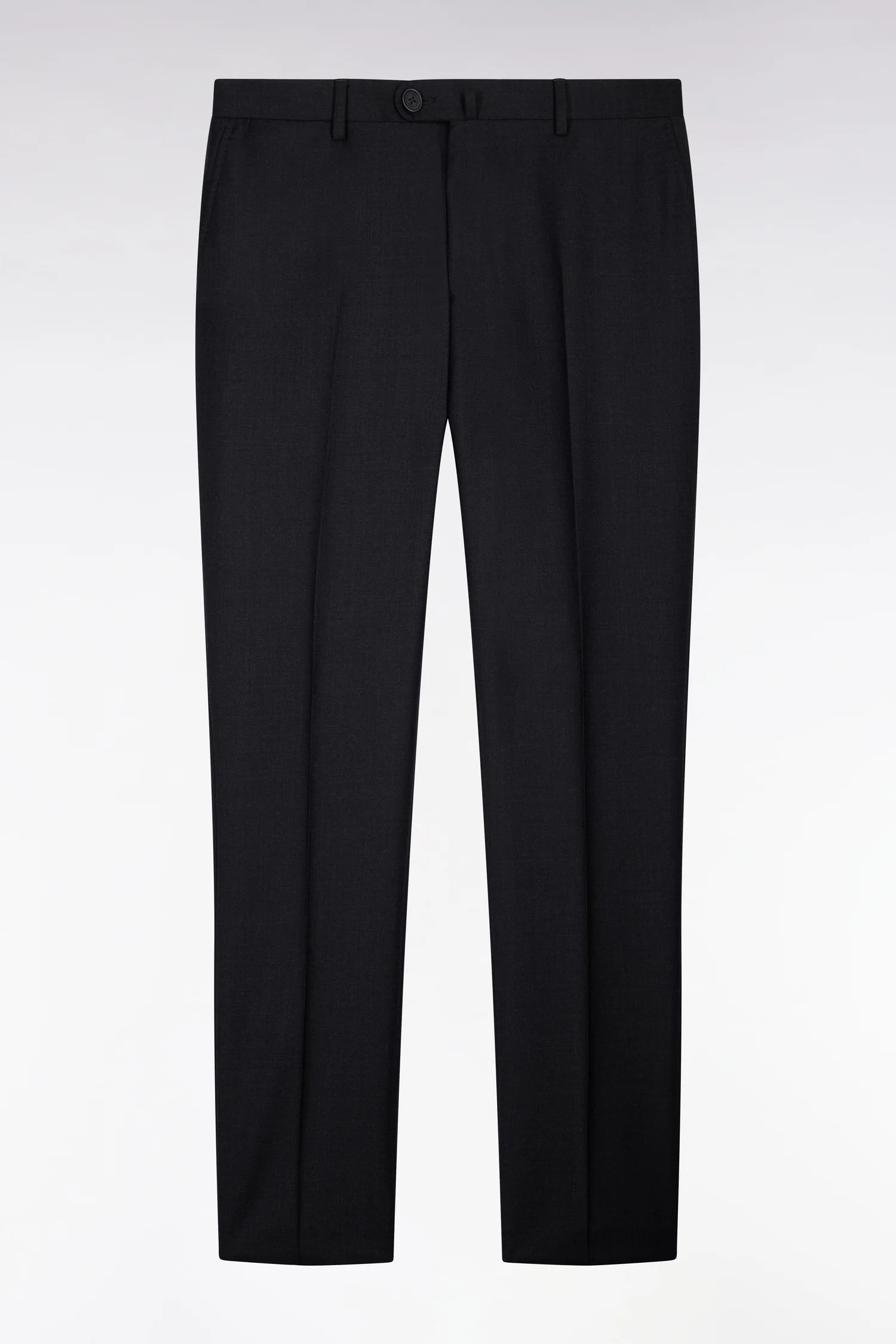 Pantalon slim gris foncé en laine à plis cassés - Image 2