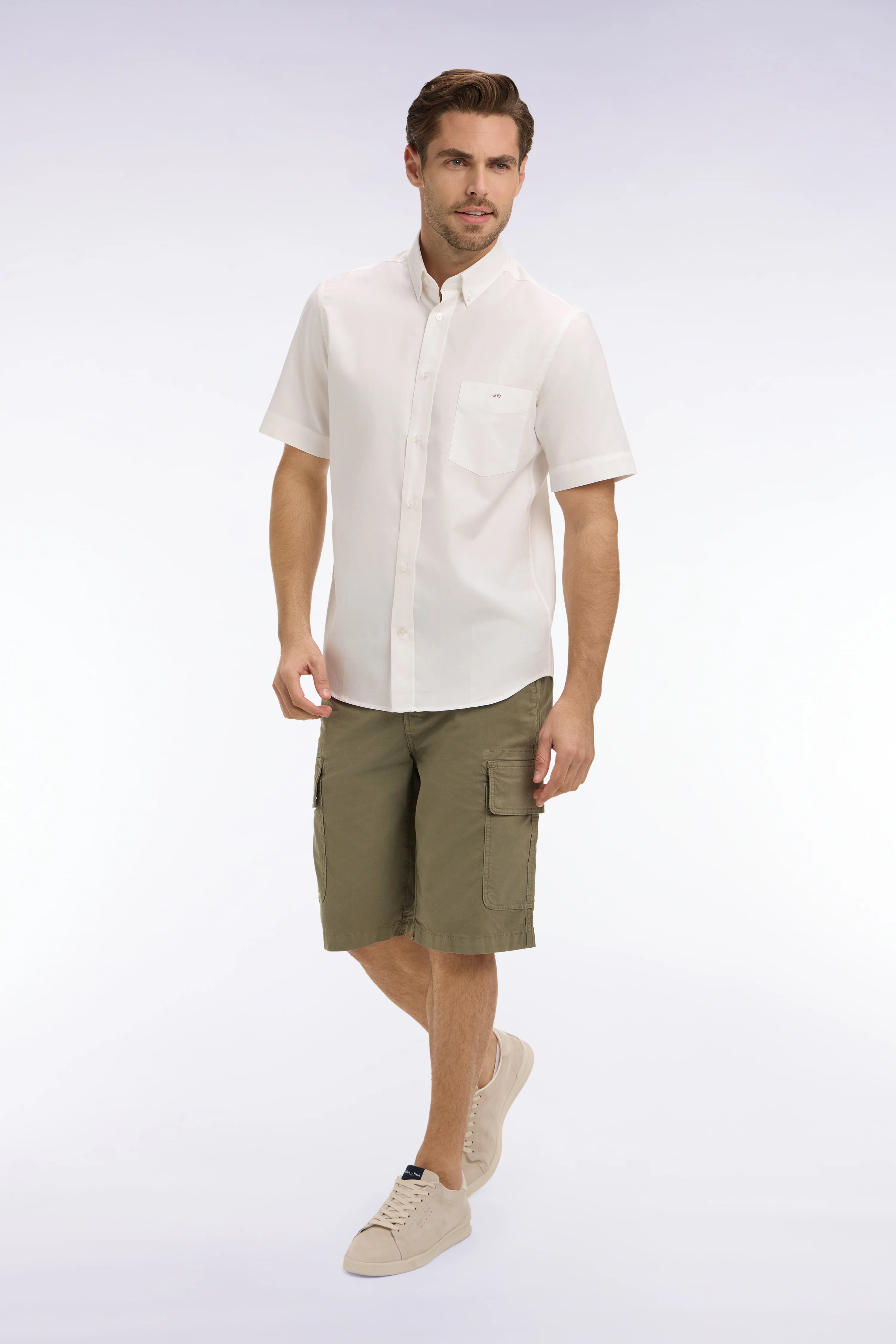 Bermuda chino en gabardine stretch gris clair - Image 3