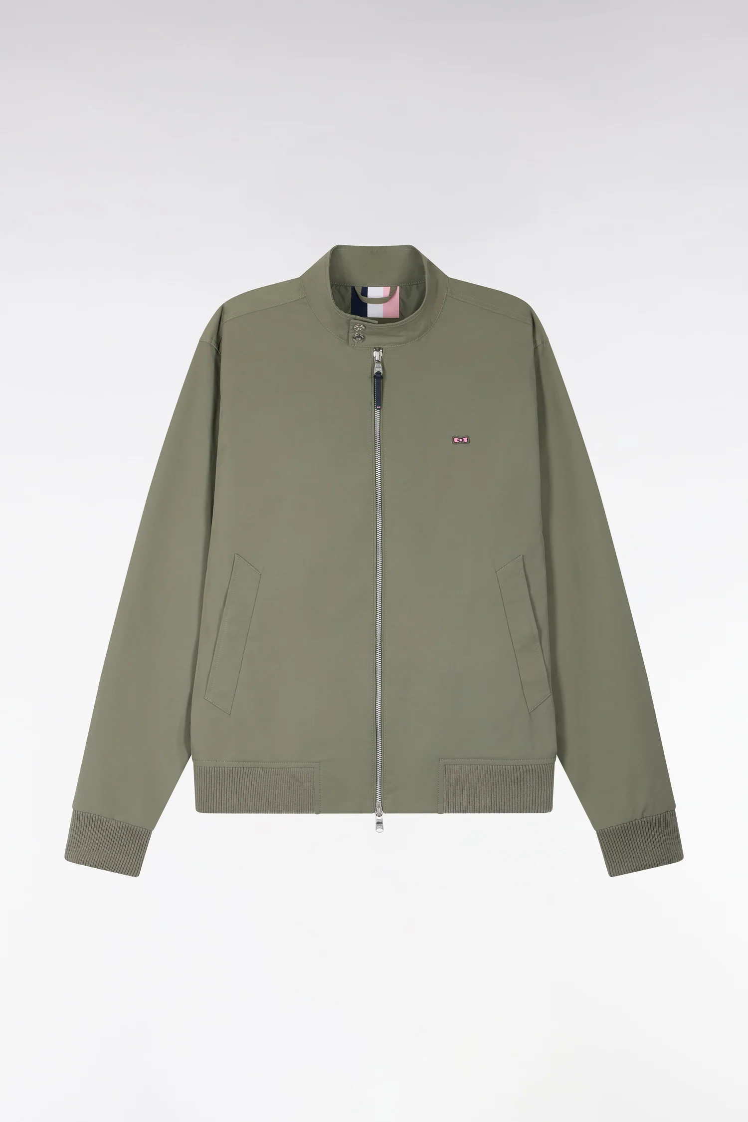 Blouson à col motard en nylon kaki - Image 2