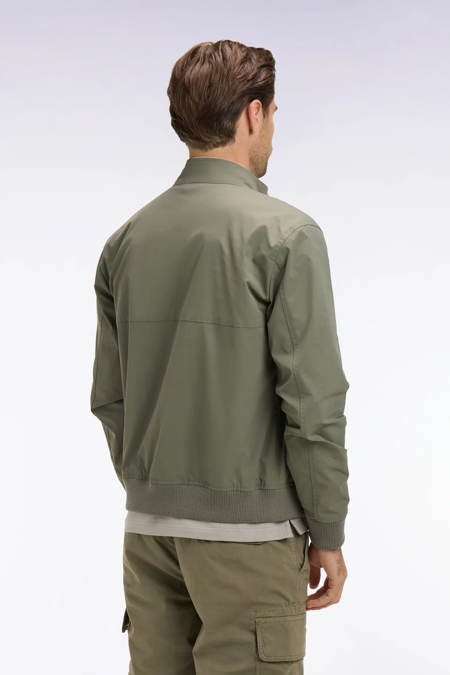 Blouson à col motard en nylon kaki - Image 5