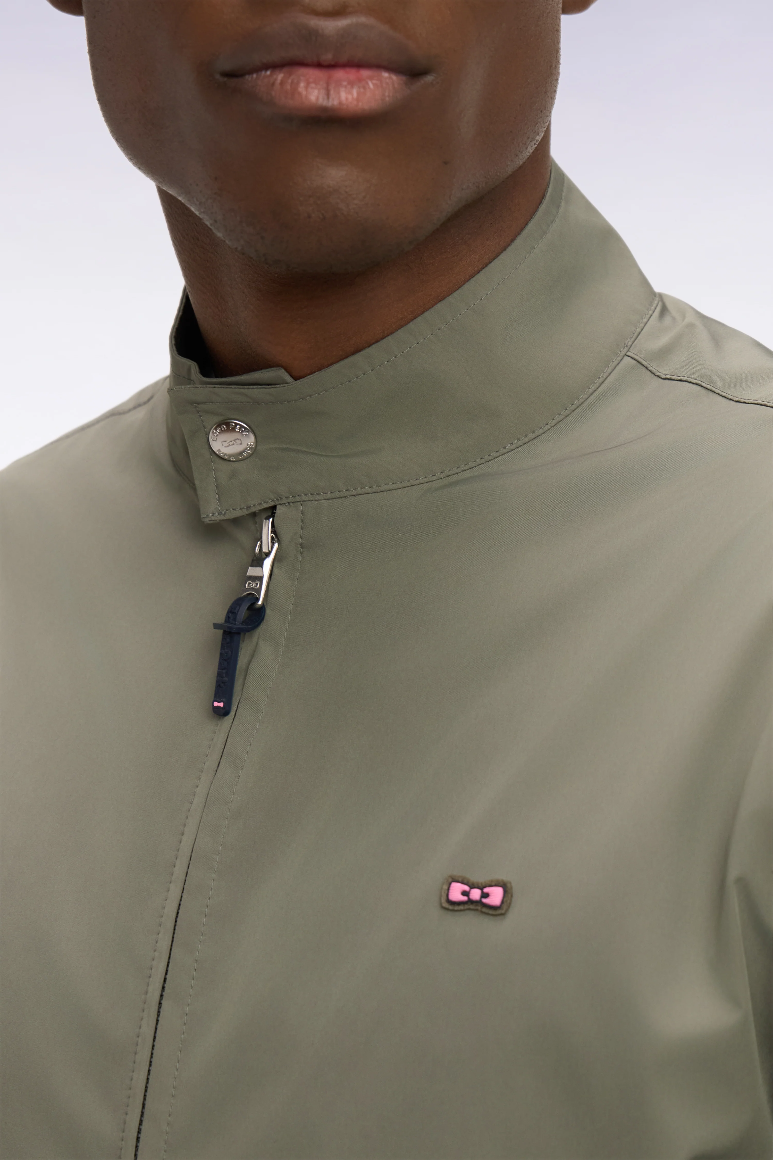 Blouson à col motard en nylon kaki - Image 4
