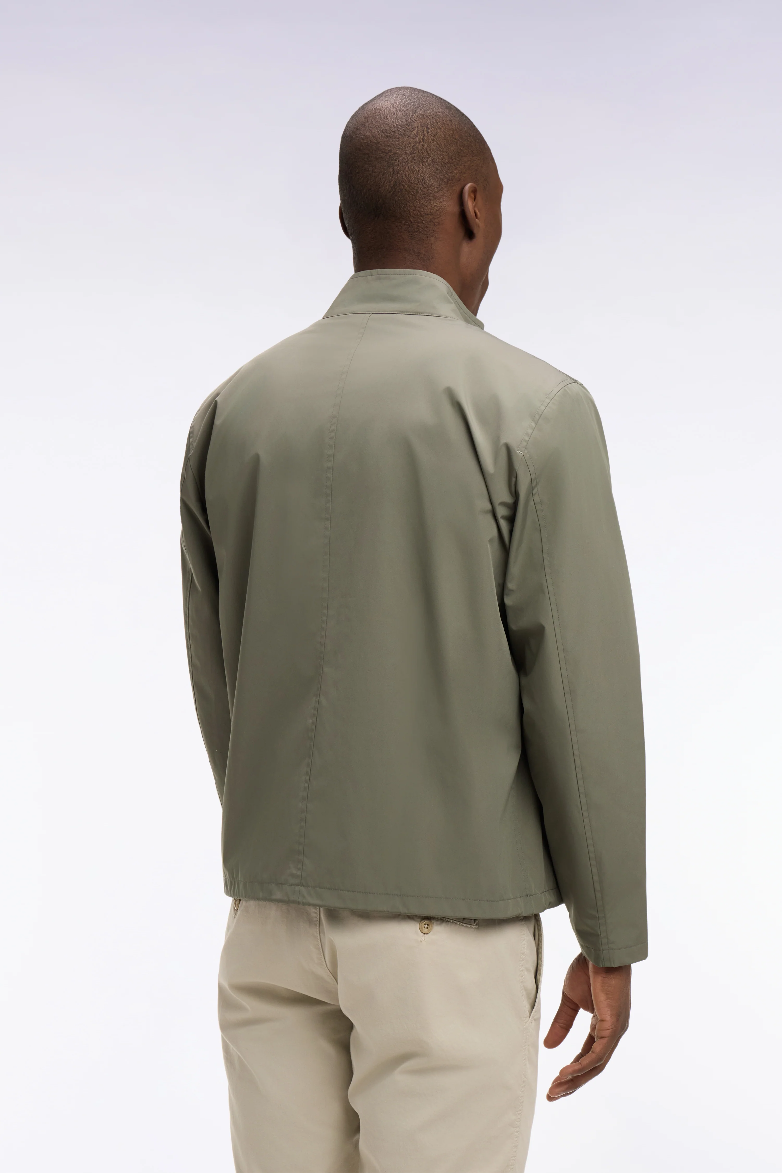 Blouson à col motard en nylon kaki - Image 5