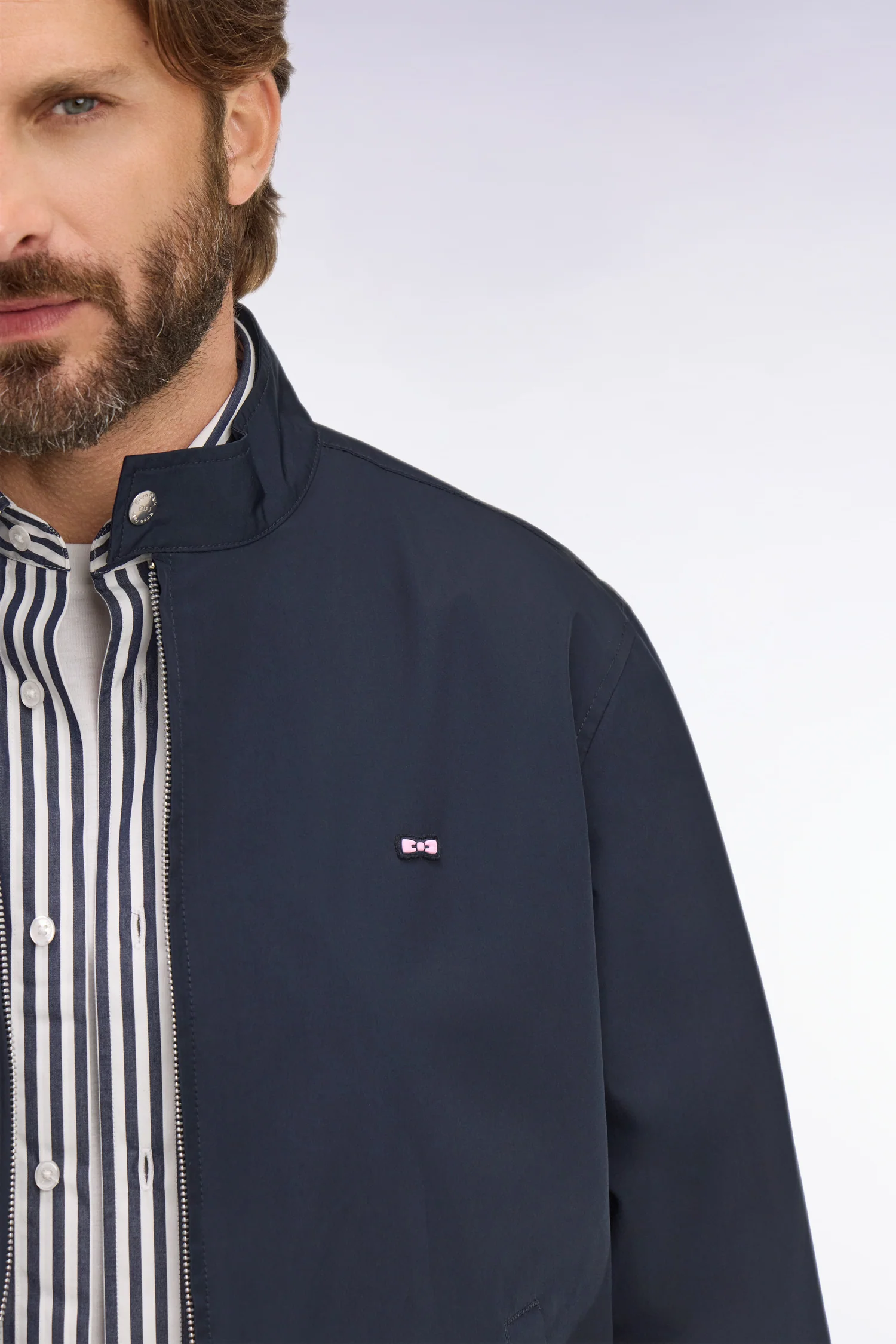 Blouson à col motard en nylon marine - Image 4