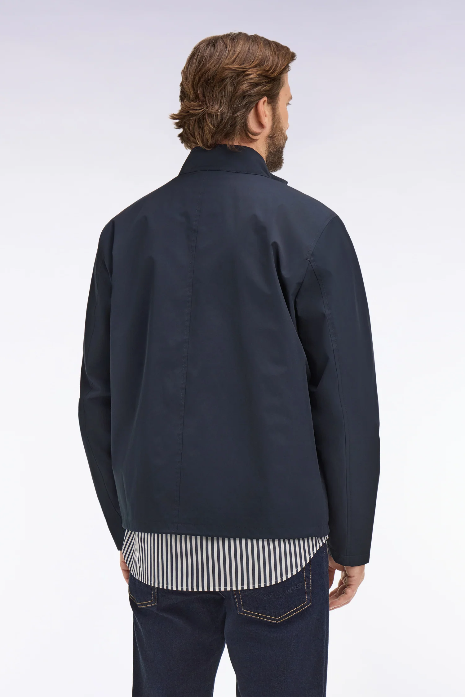 Blouson à col motard en nylon marine - Image 5