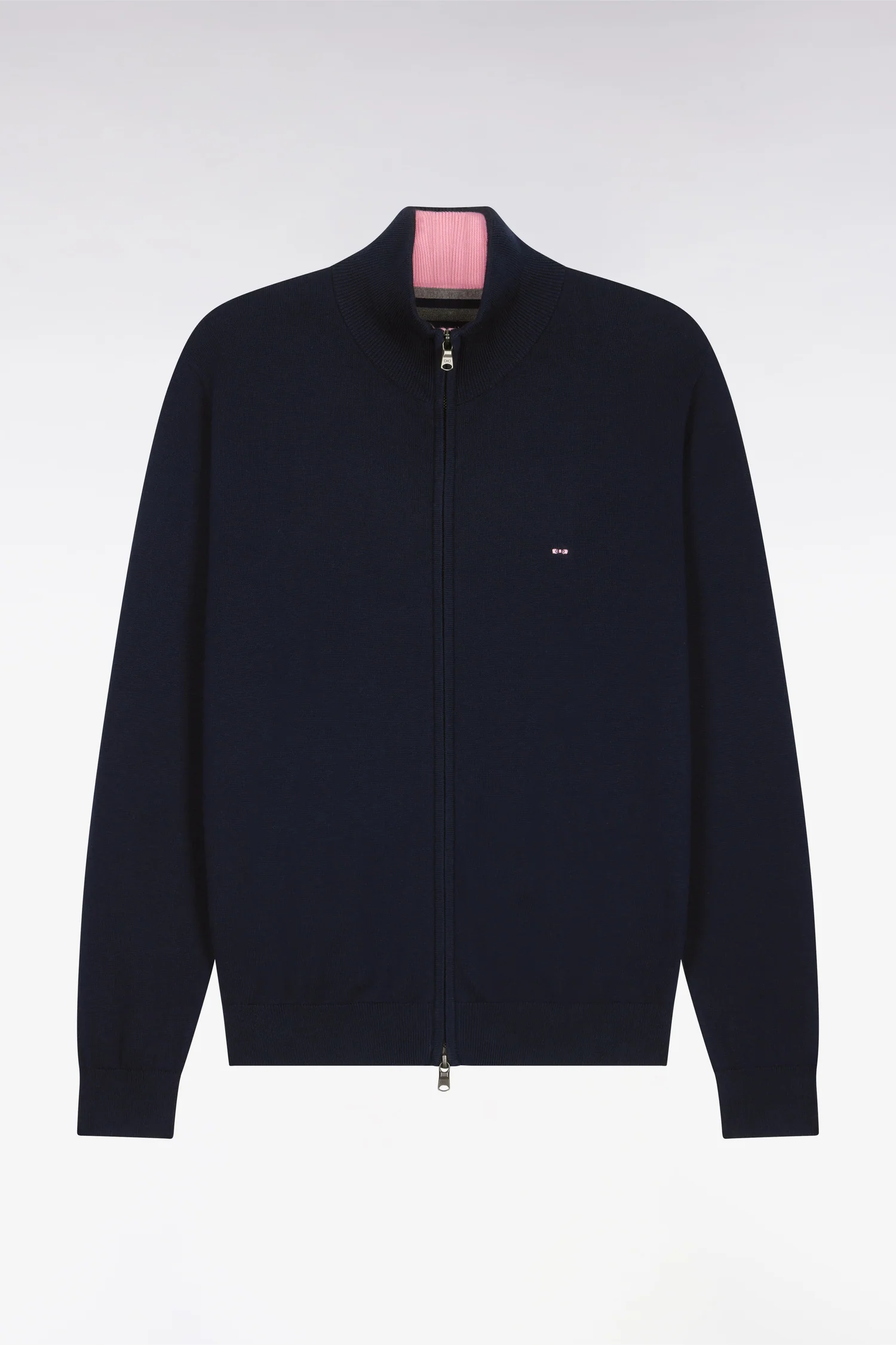 Cardigan bleu marine zippé en coton - Image 2