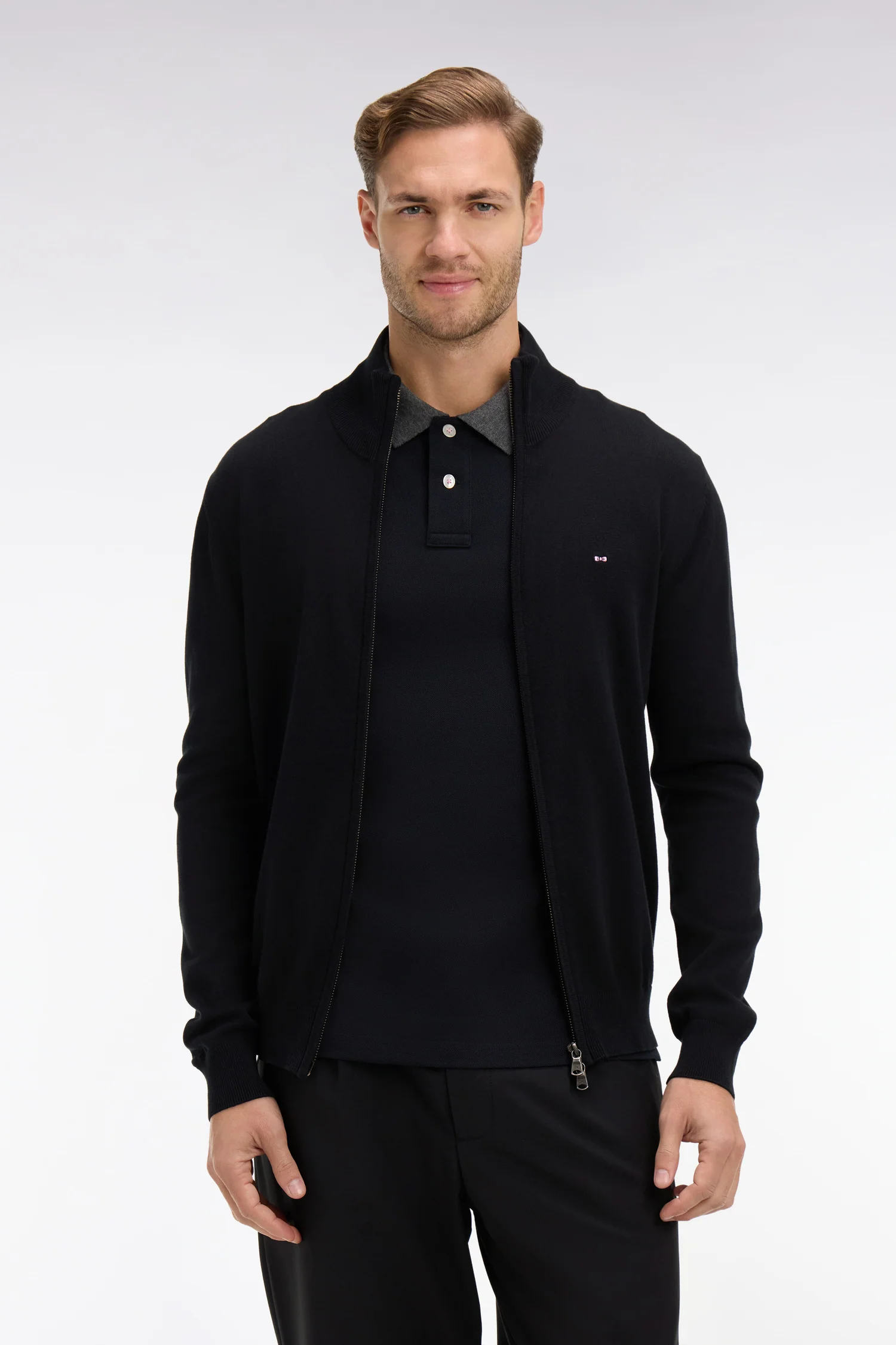 Cardigan noir zippé en coton - Image 3