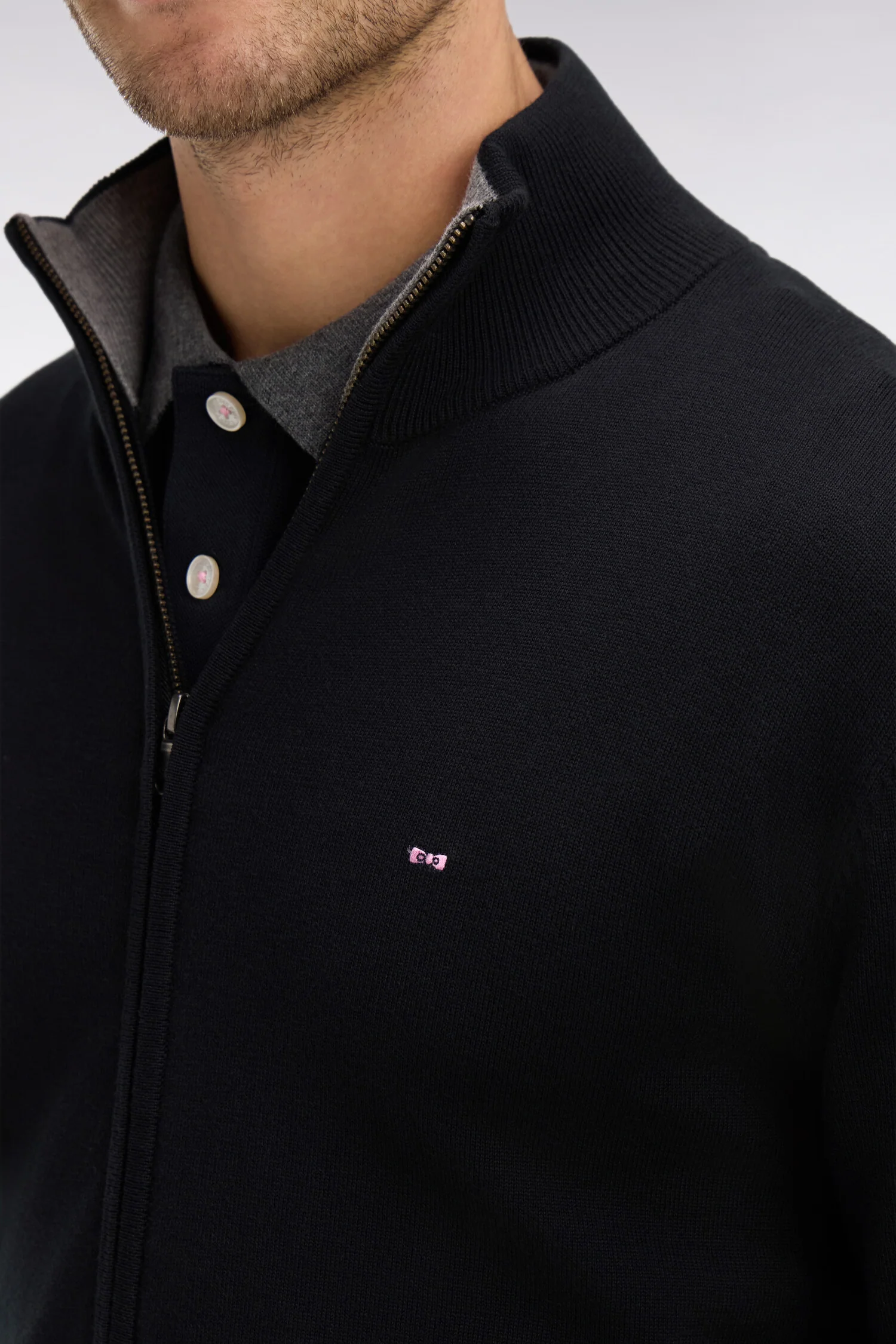Cardigan noir zippé en coton - Image 5