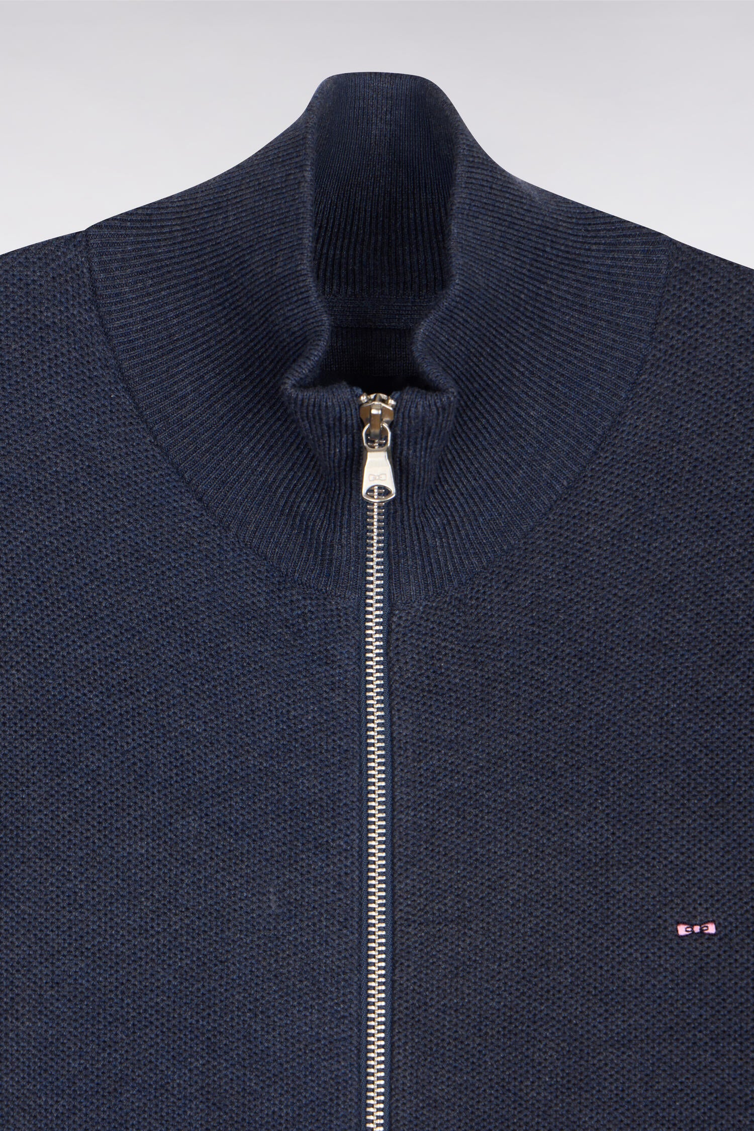 Cardigan zippé en coton bleu foncé - Image 6