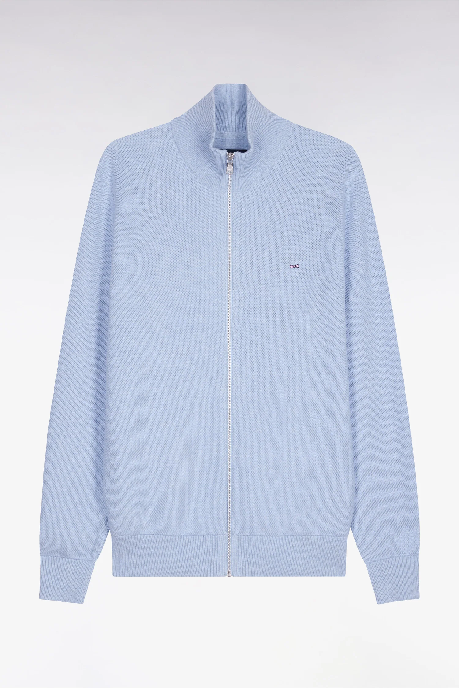 Cardigan zippé en coton ciel - Image 2