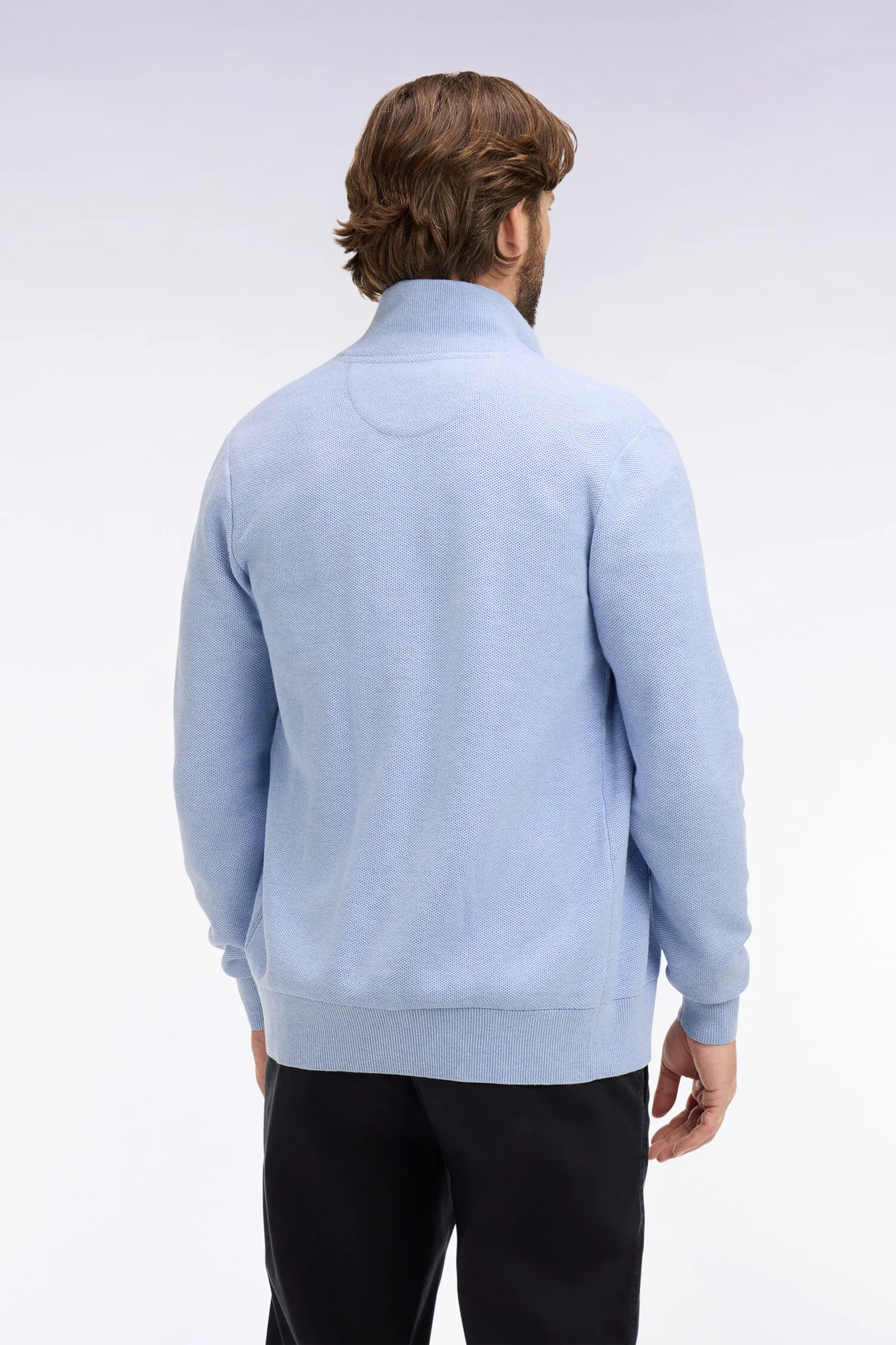 Cardigan zippé en coton ciel - Image 5