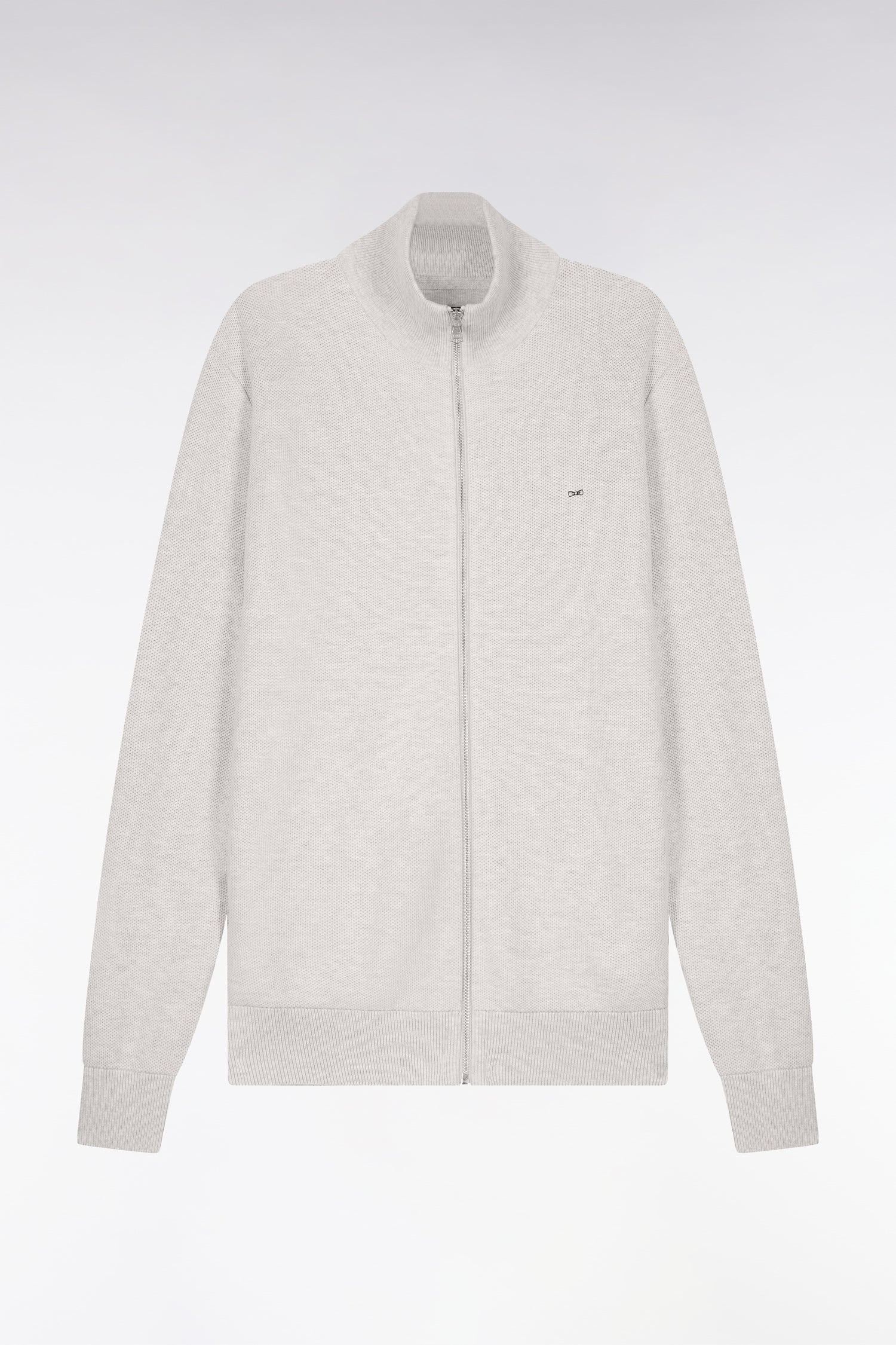 Cardigan zippé en coton gris clair - Image 2