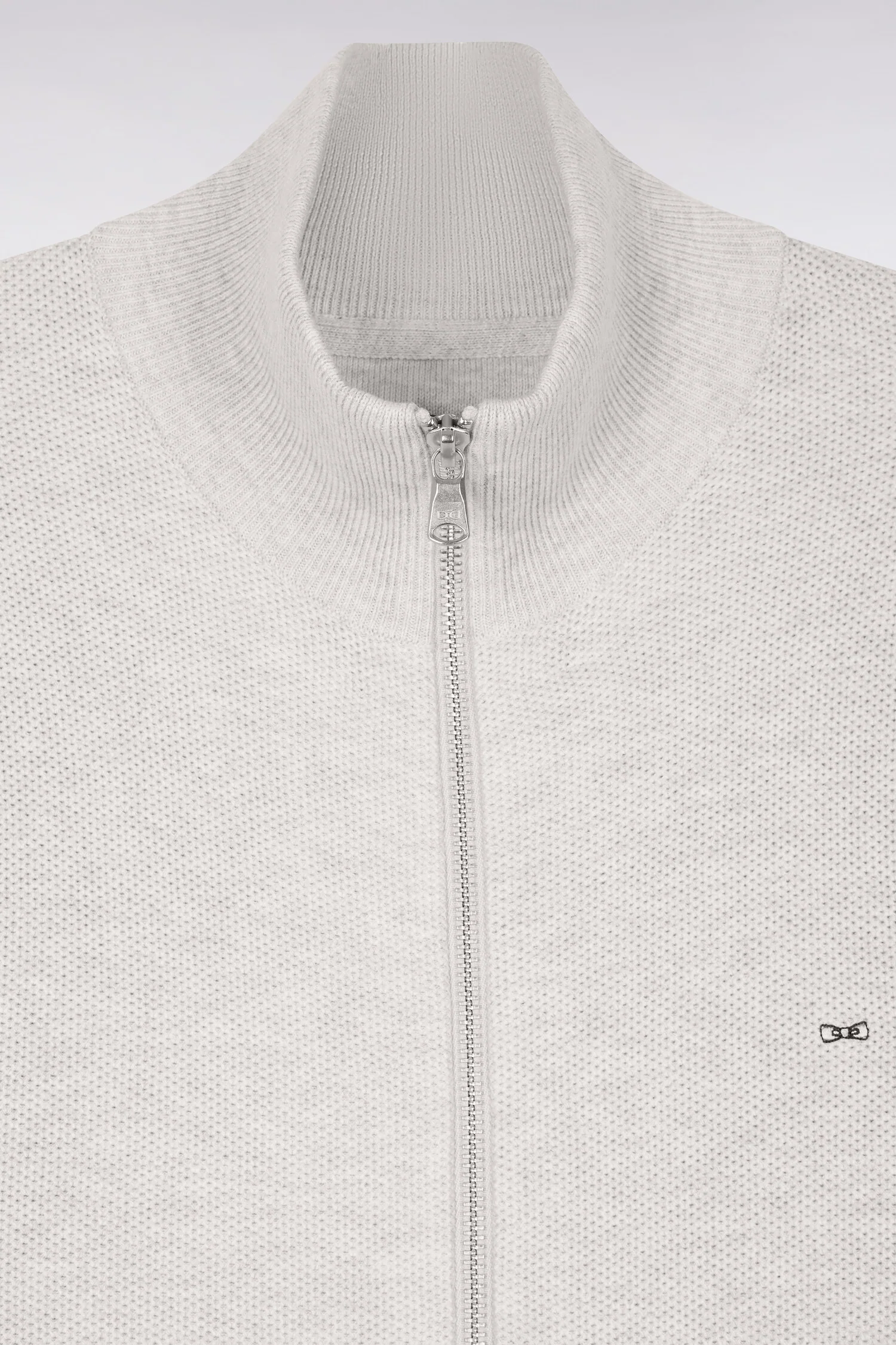 Cardigan zippé en coton gris clair - Image 6