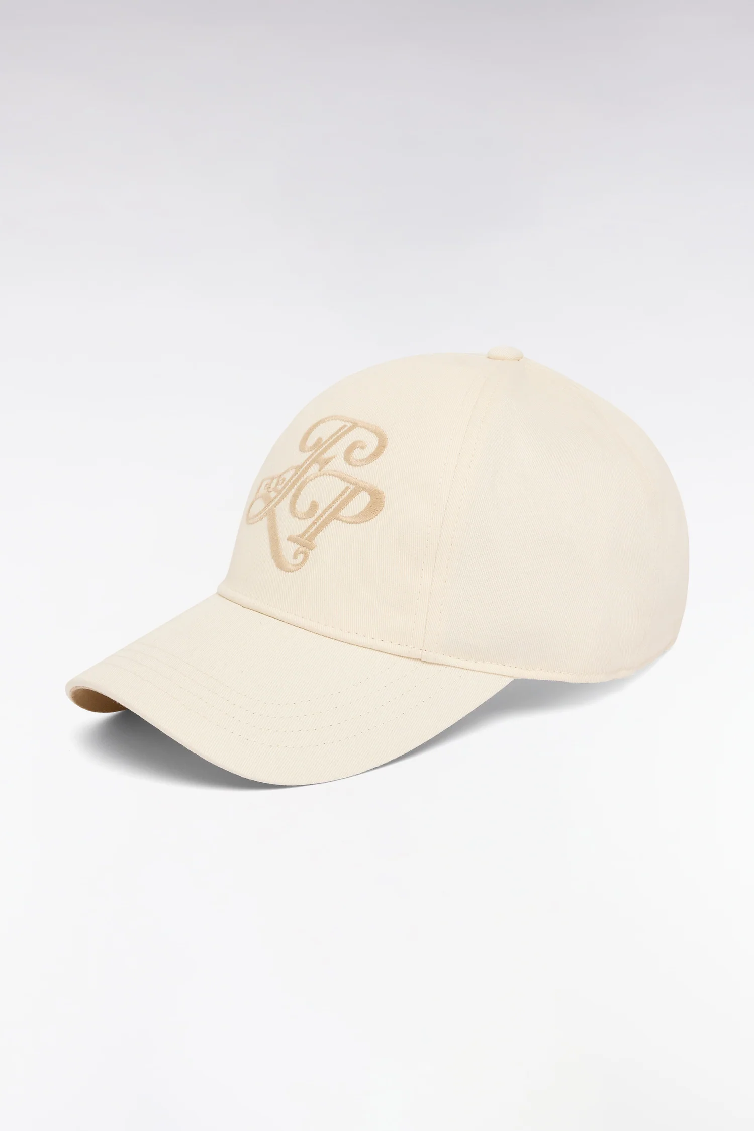 Casquette en twill de coton écru broderie initiales EP