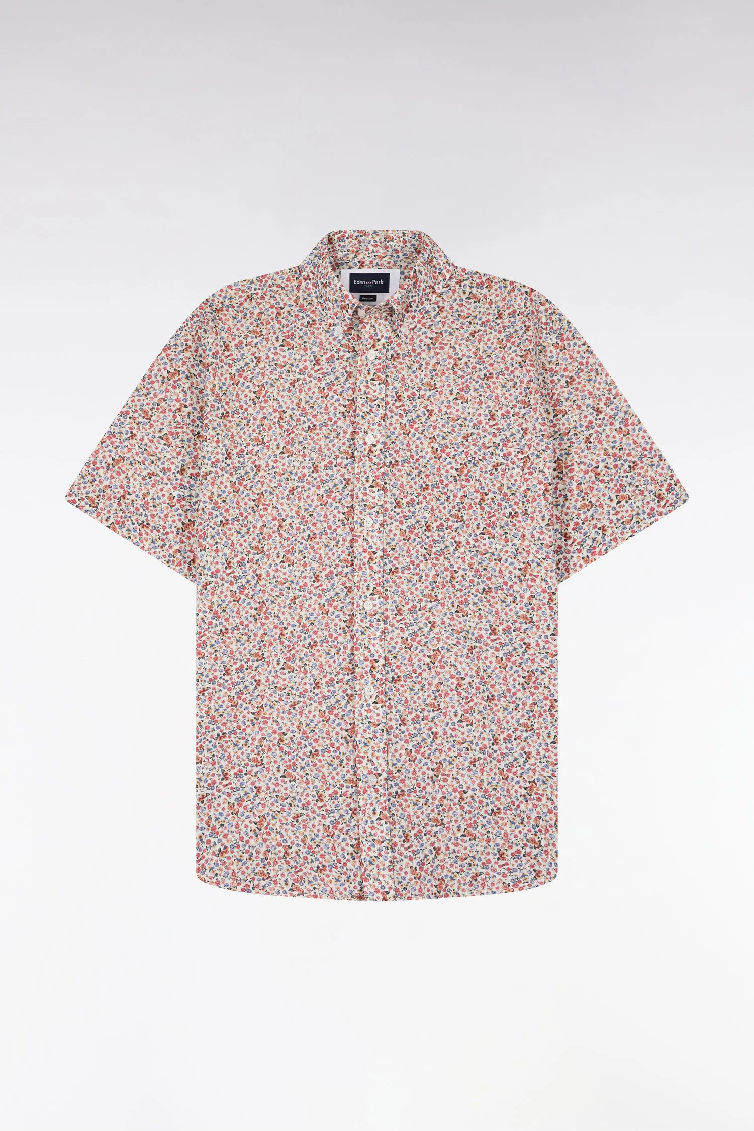 Chemise à manches courtes en coton à micromotif floral multicolore - Image 2