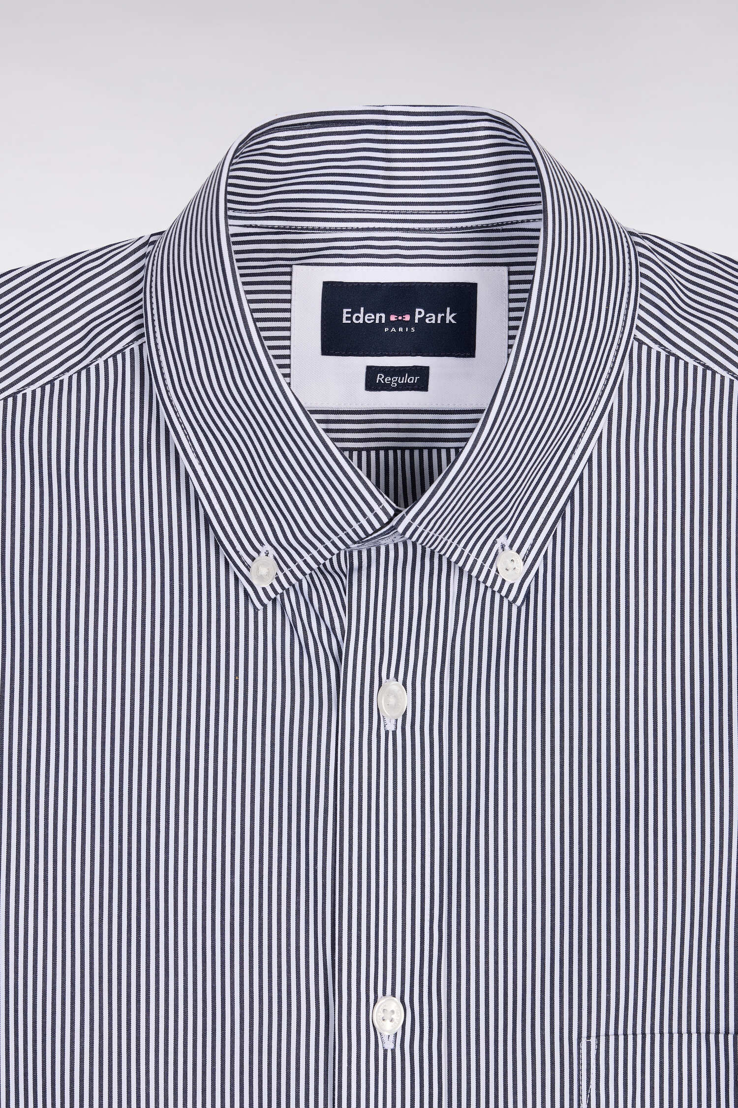 Chemise à manches courtes en coton à rayures bâtons marine - Image 6