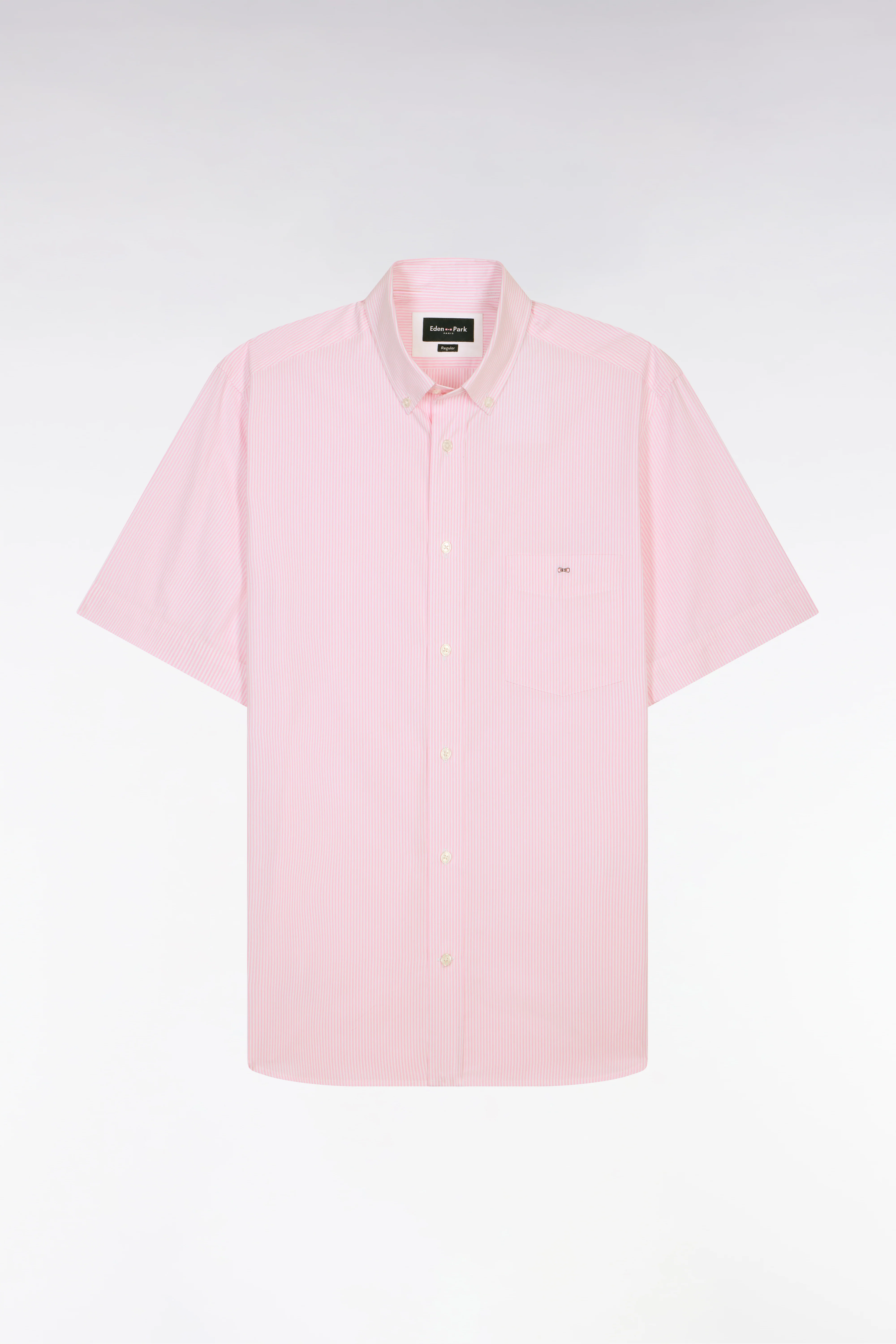 Chemise à manches courtes en coton à rayures bâtons rose - Image 2