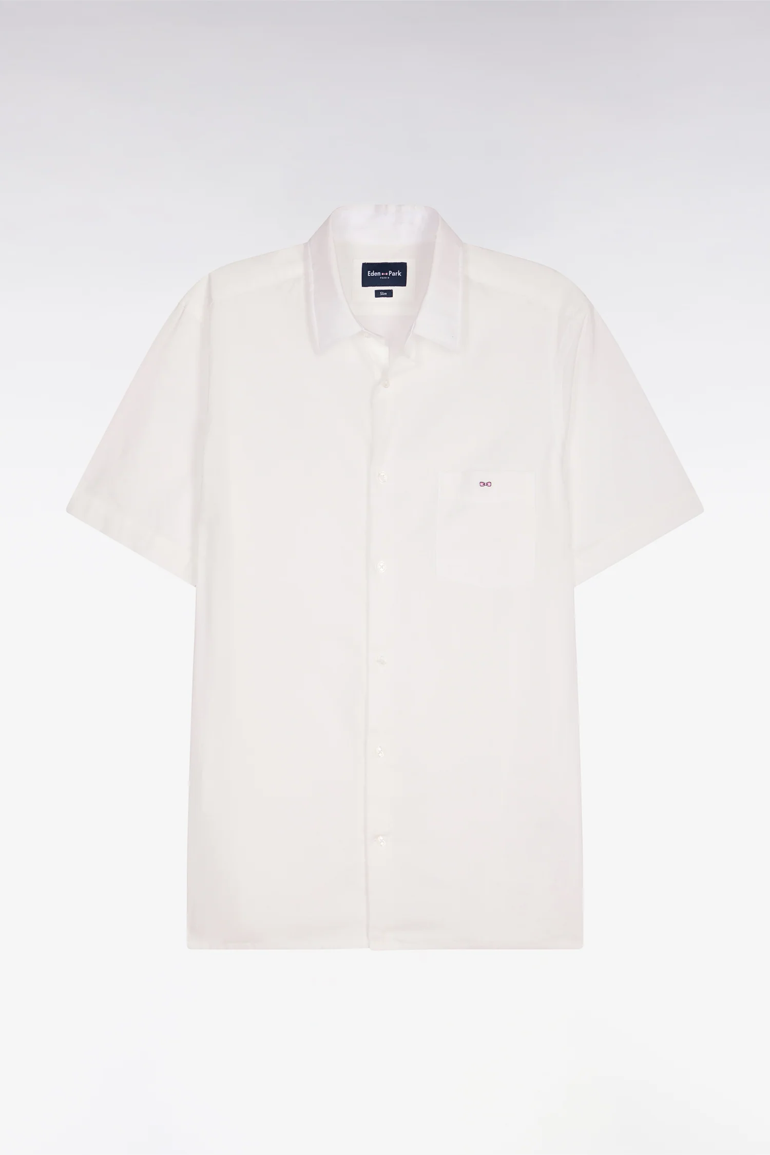 Chemise à manches courtes en coton blanc coupe slim - Image 2
