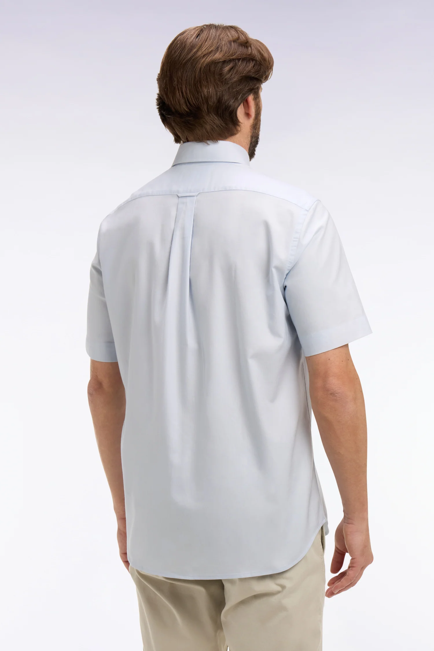 Chemise à manches courtes en coton fil teint ciel - Image 5