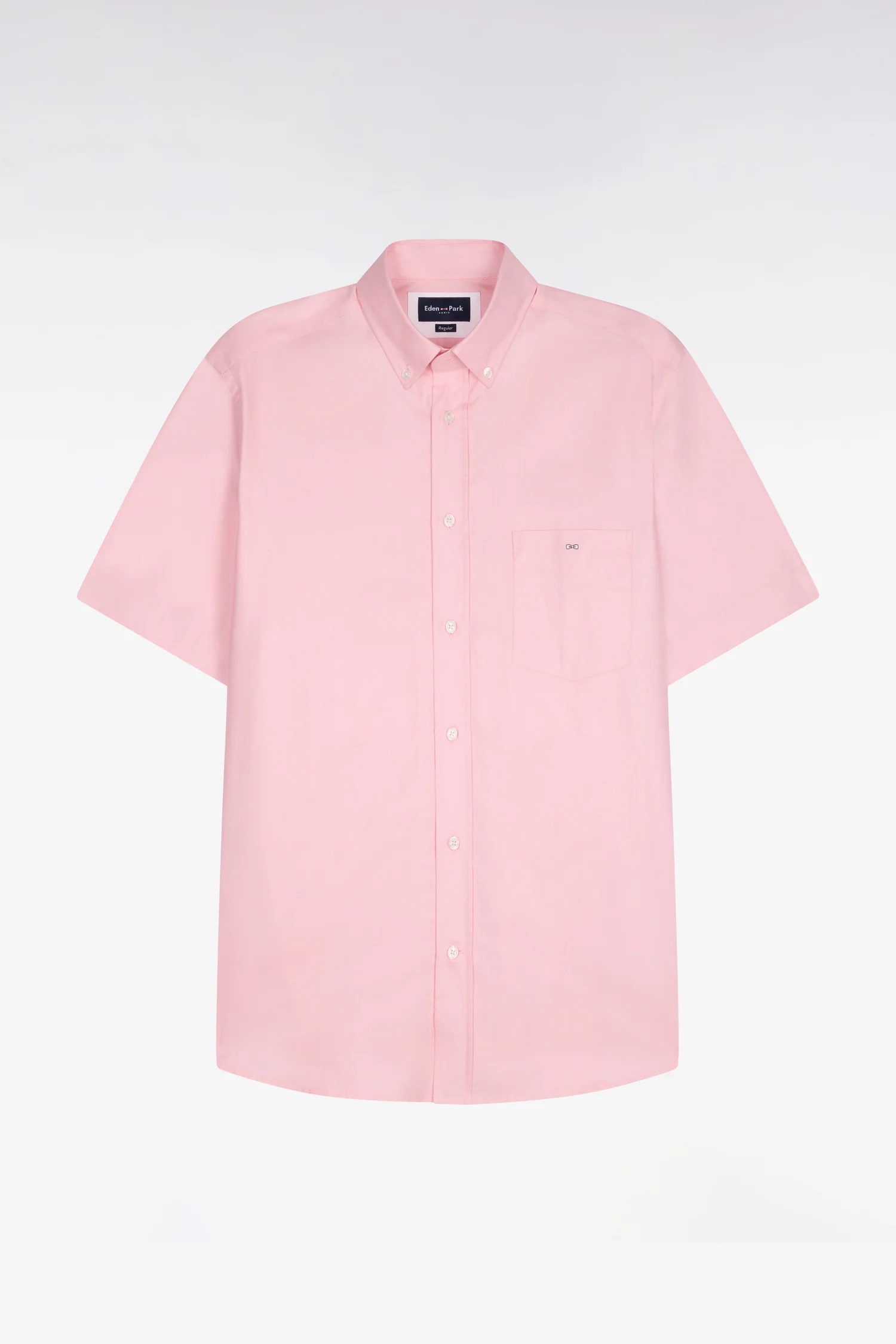 Chemise à manches courtes en coton fil teint rose - Image 2