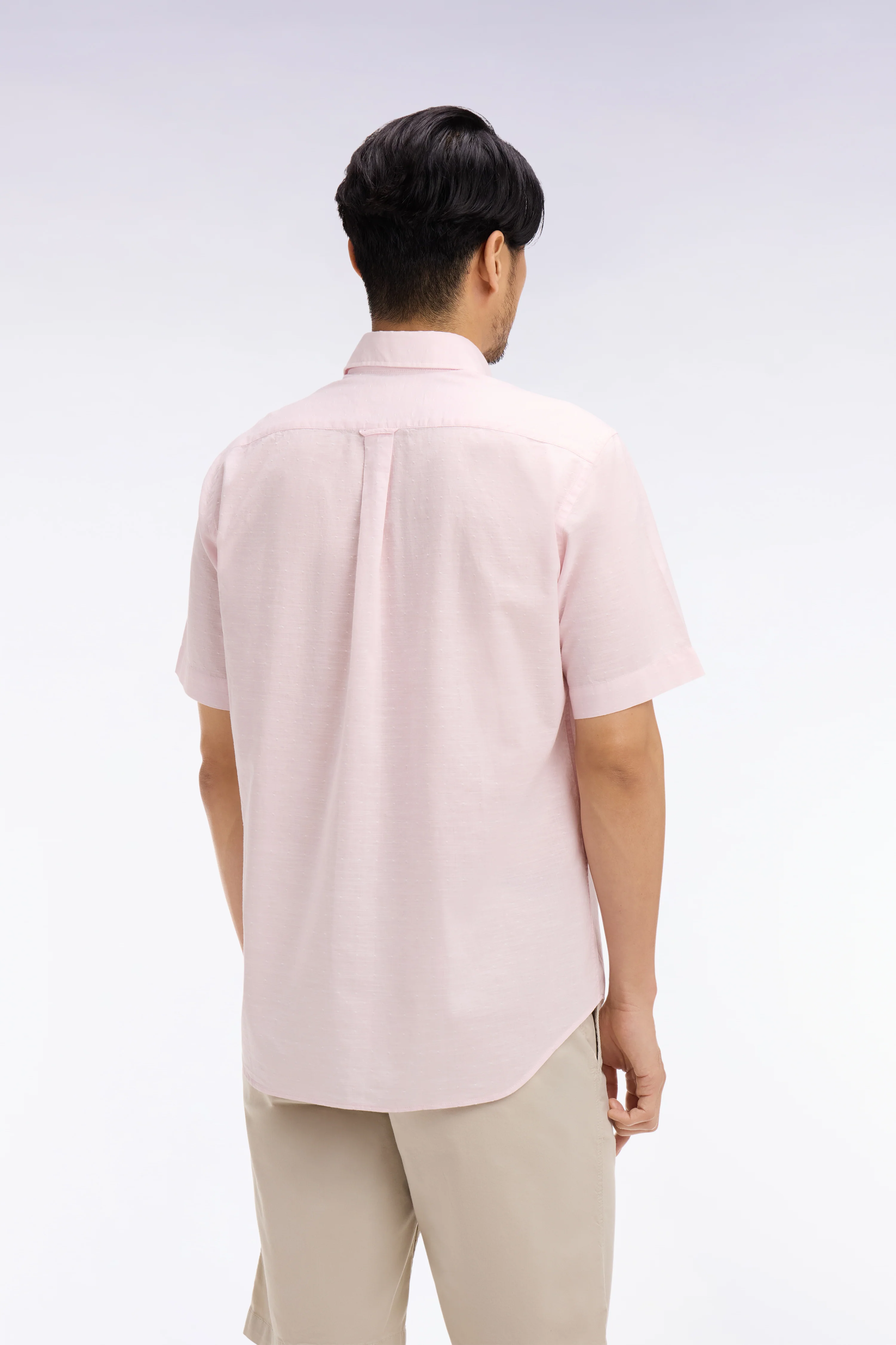 Chemise à manches courtes en coton jacquard rose - Image 5