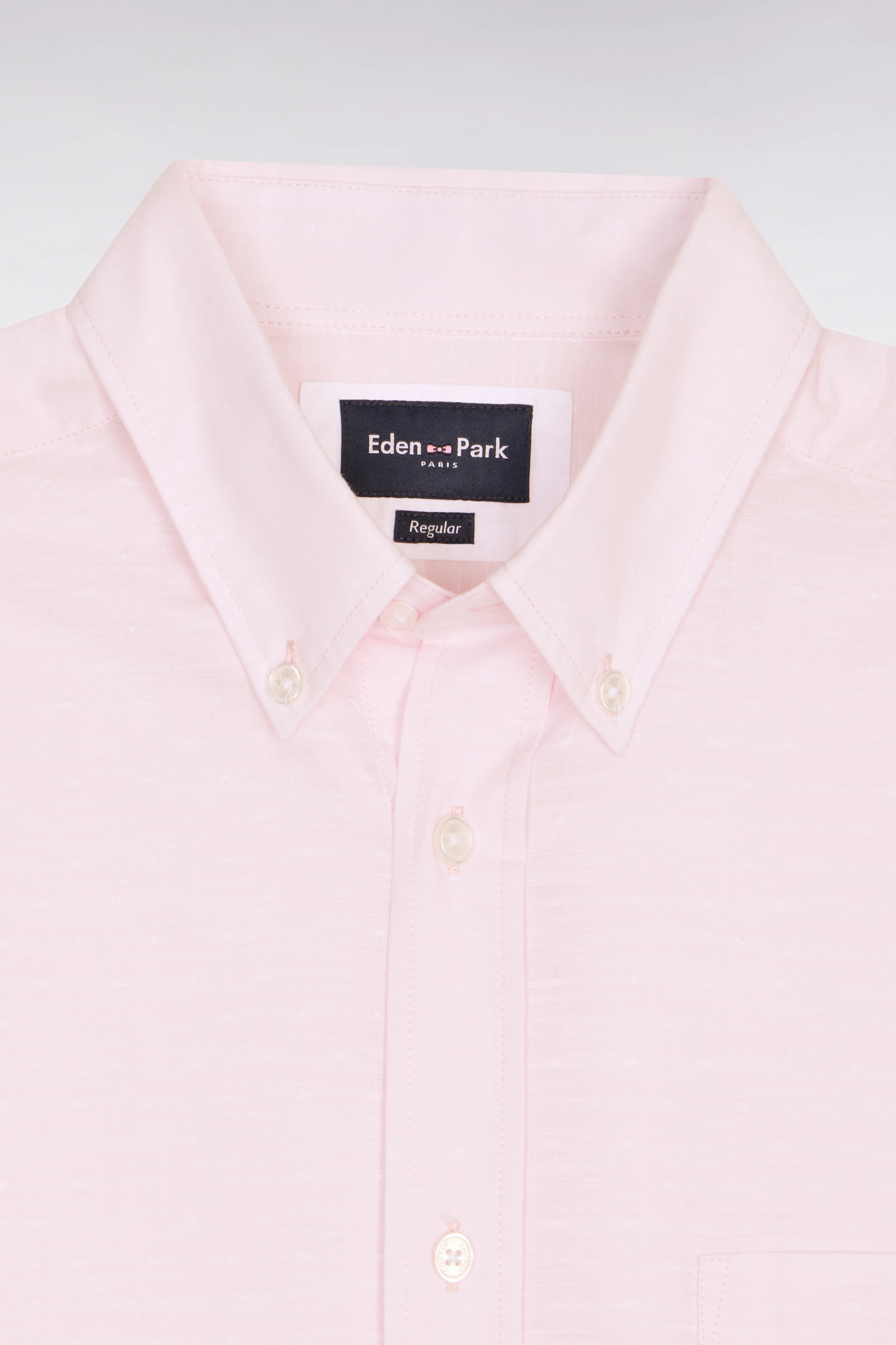 Chemise à manches courtes en coton jacquard rose - Image 6