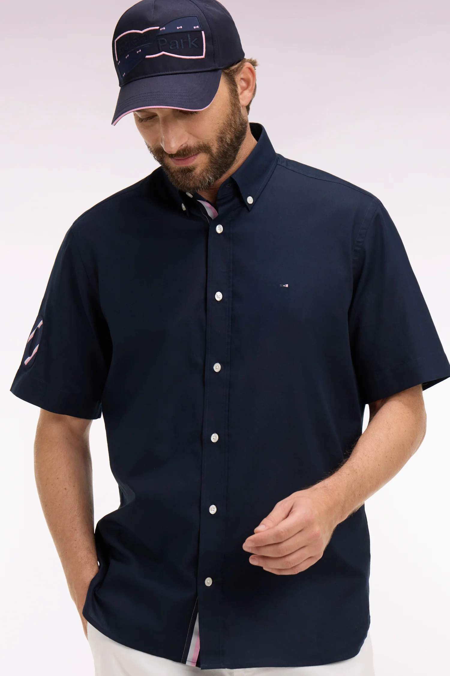 Chemise à manches courtes en coton marine XV de France