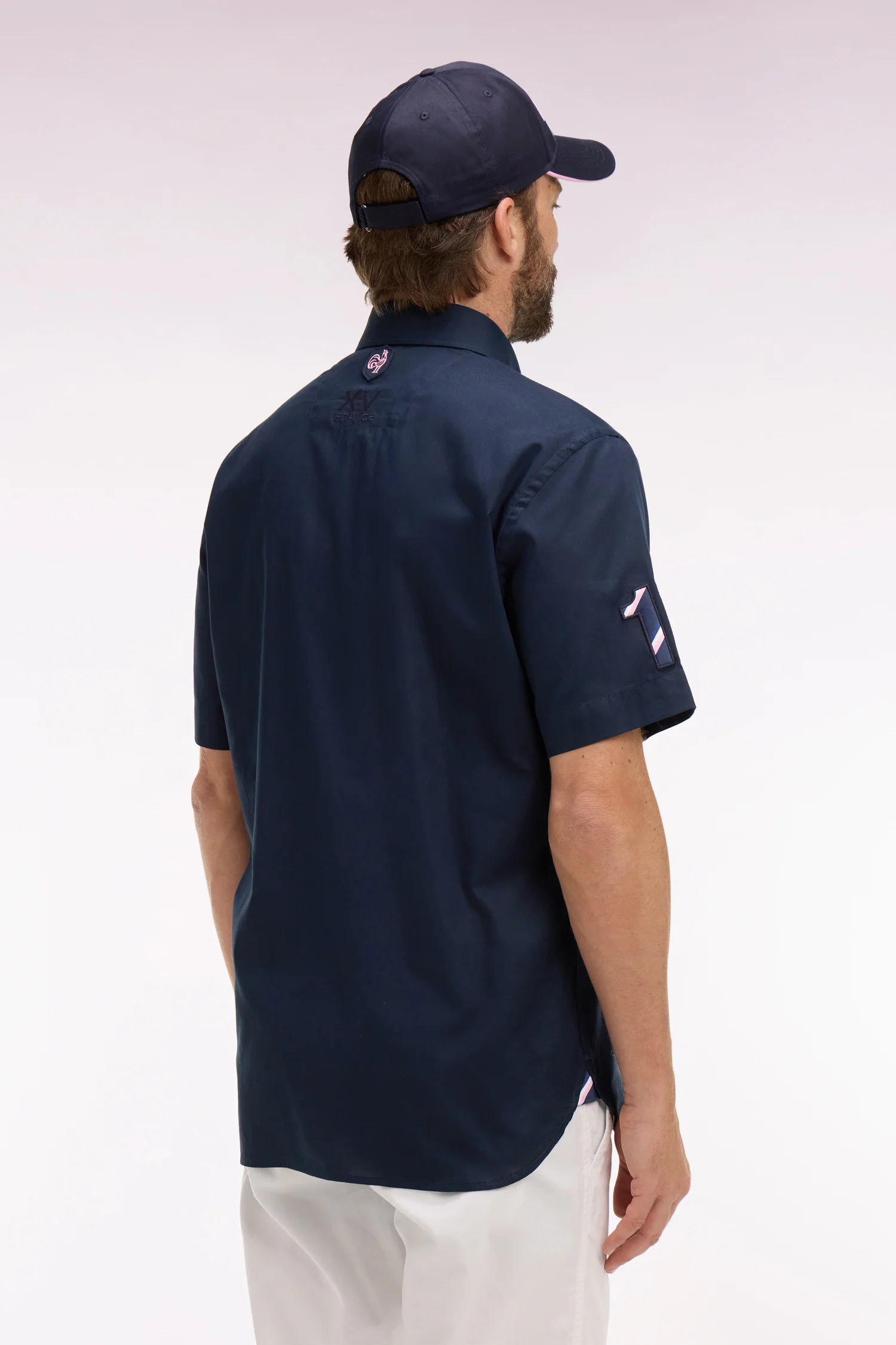 Chemise à manches courtes en coton marine XV de France - Image 5