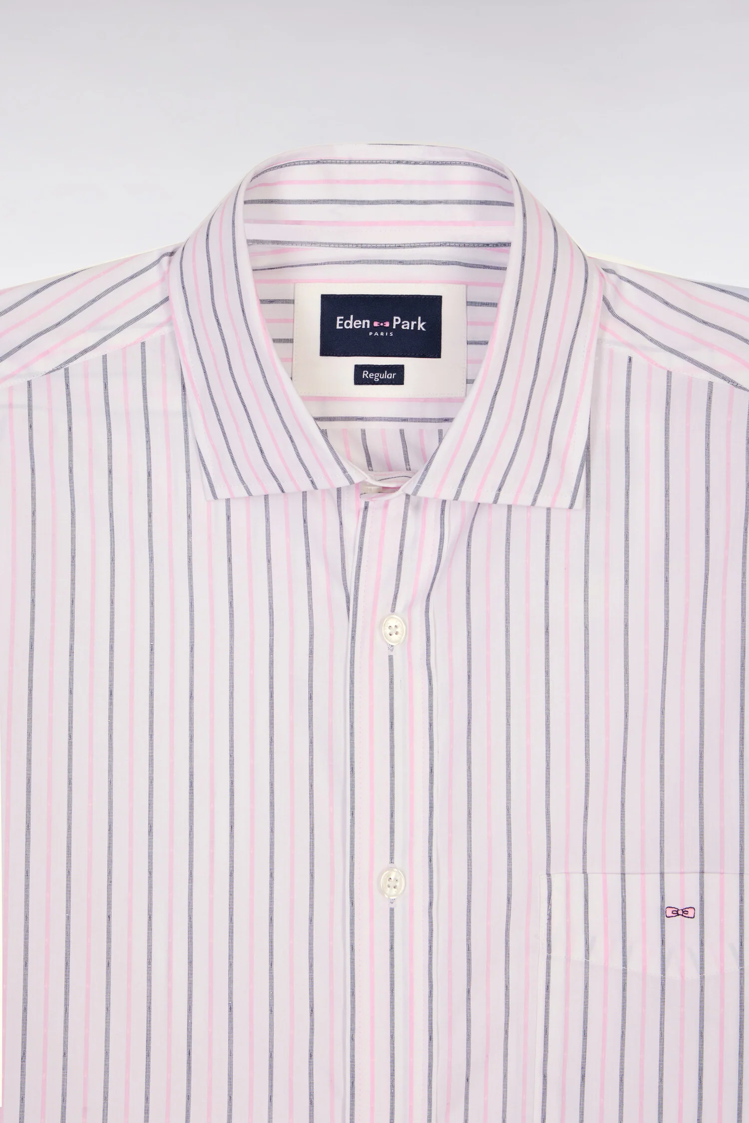 Chemise à manches courtes en dobby de coton rayé rose - Image 6