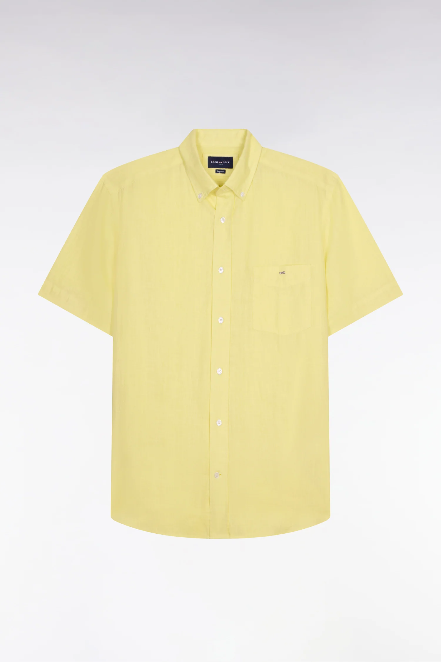 Chemise à manches courtes en lin jaune - Image 2