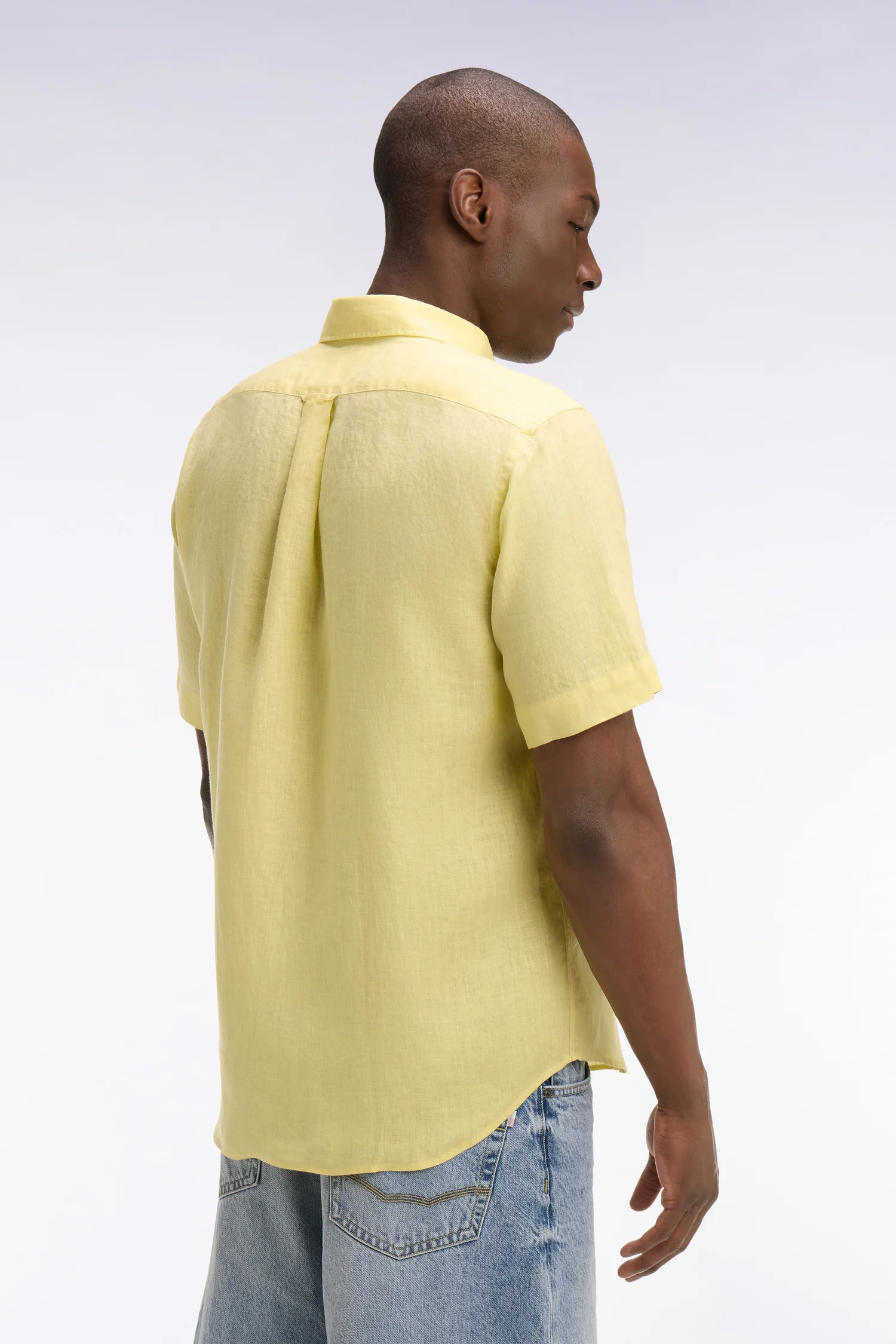 Chemise à manches courtes en lin jaune - Image 5