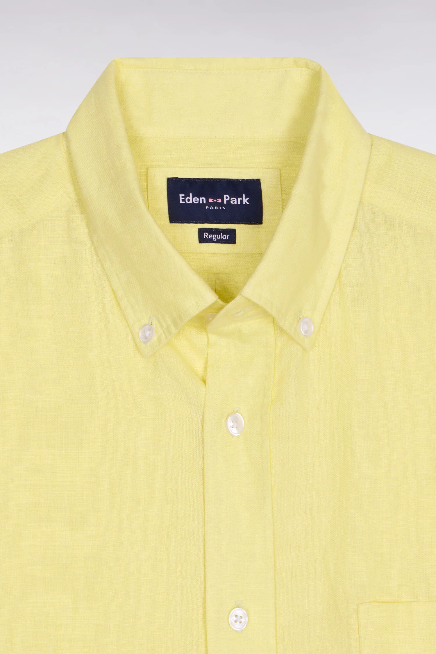 Chemise à manches courtes en lin jaune - Image 6