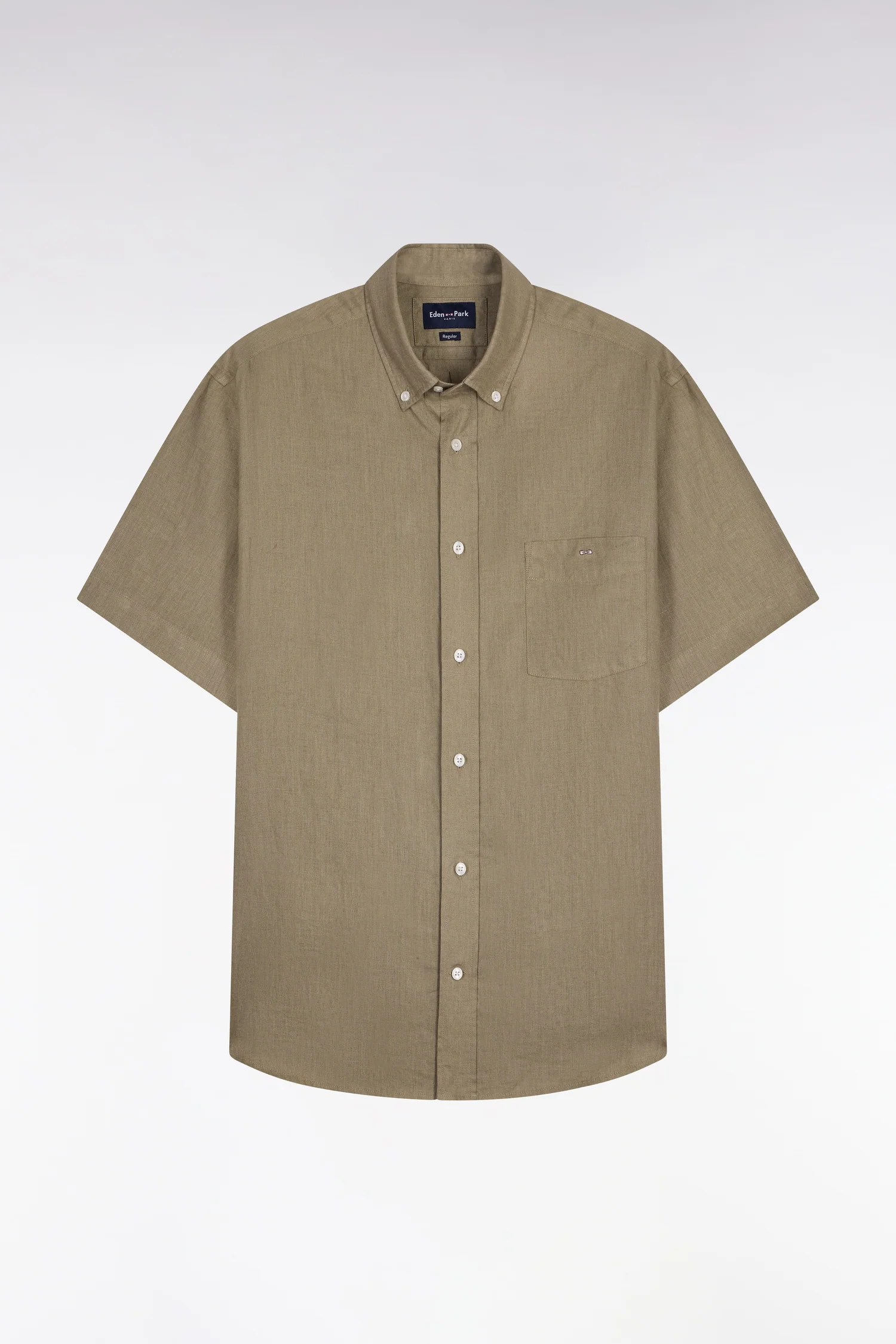 Chemise à manches courtes en lin marron - Image 2