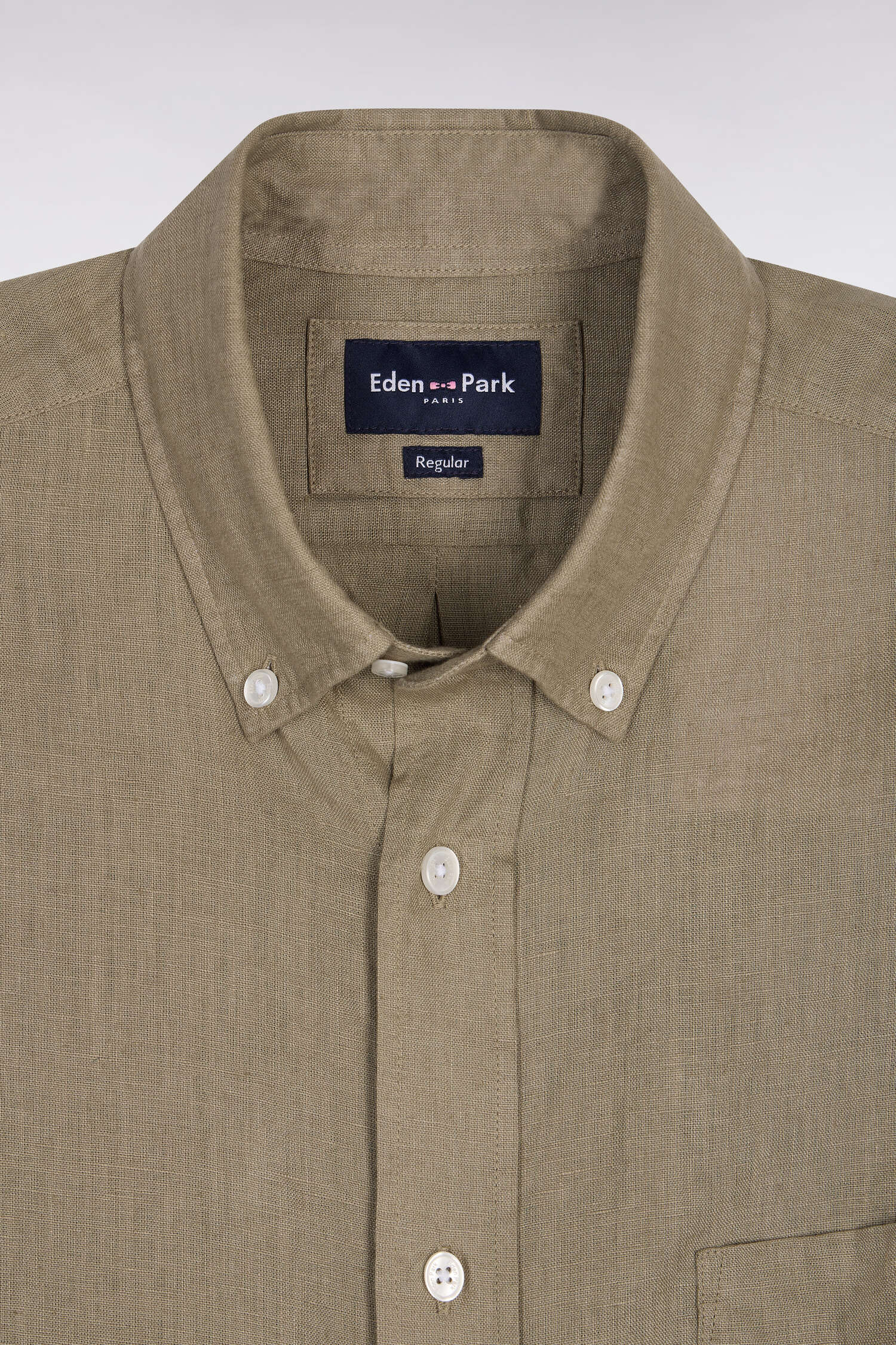 Chemise à manches courtes en lin marron - Image 6