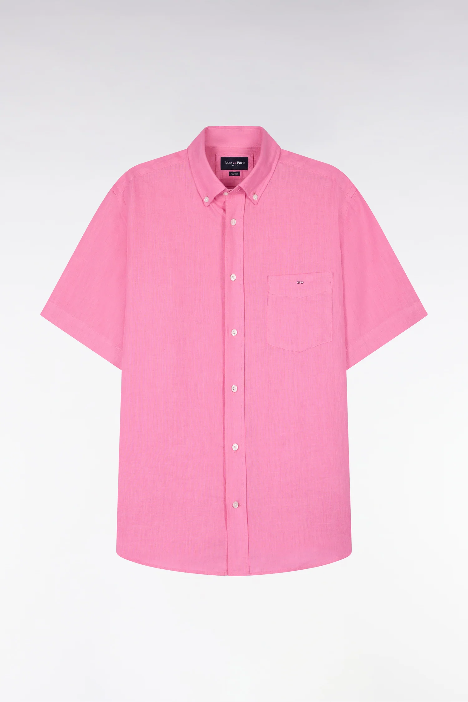 Chemise à manches courtes en lin rose - Image 2
