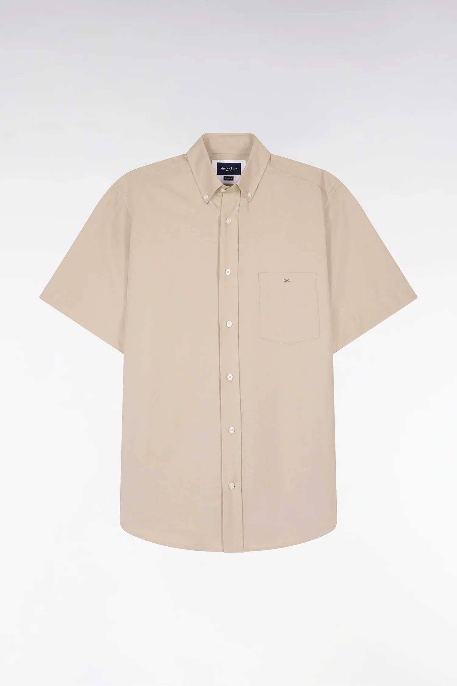 Chemise à manches courtes en piqué coton beige - Image 2