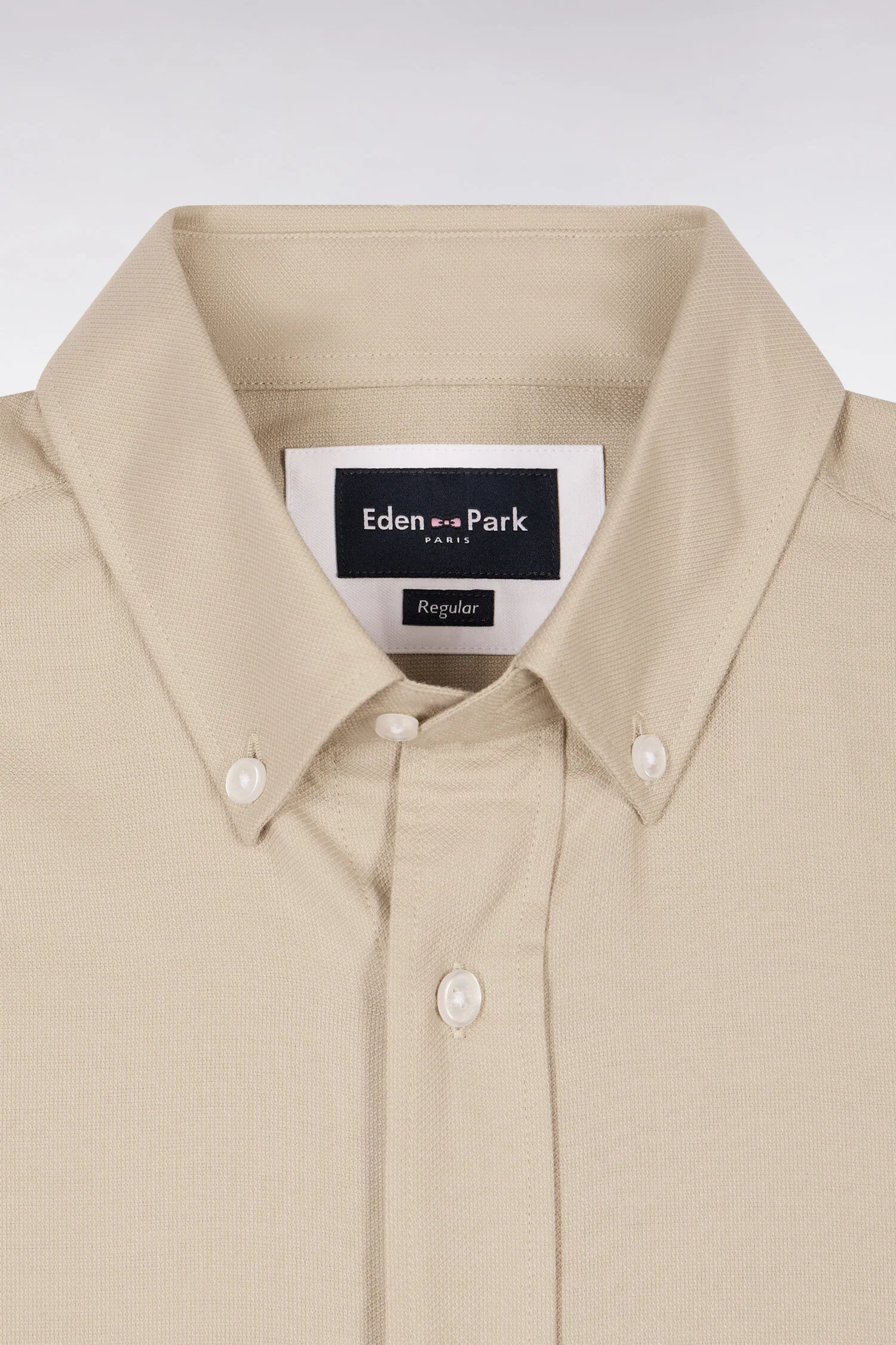 Chemise à manches courtes en piqué coton beige - Image 6