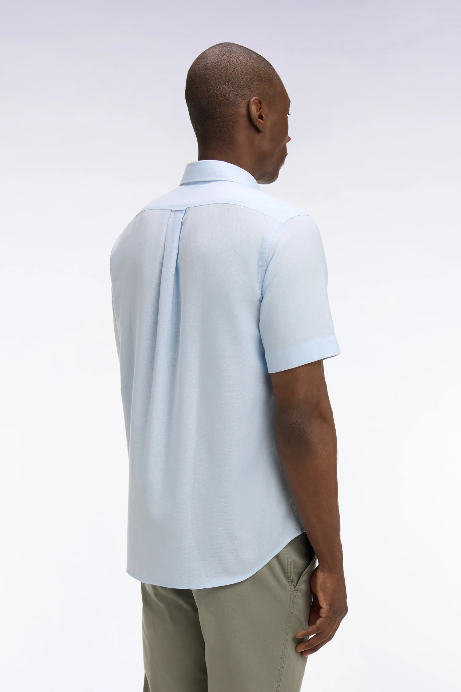 Chemise à manches courtes en piqué coton bleu ciel - Image 5
