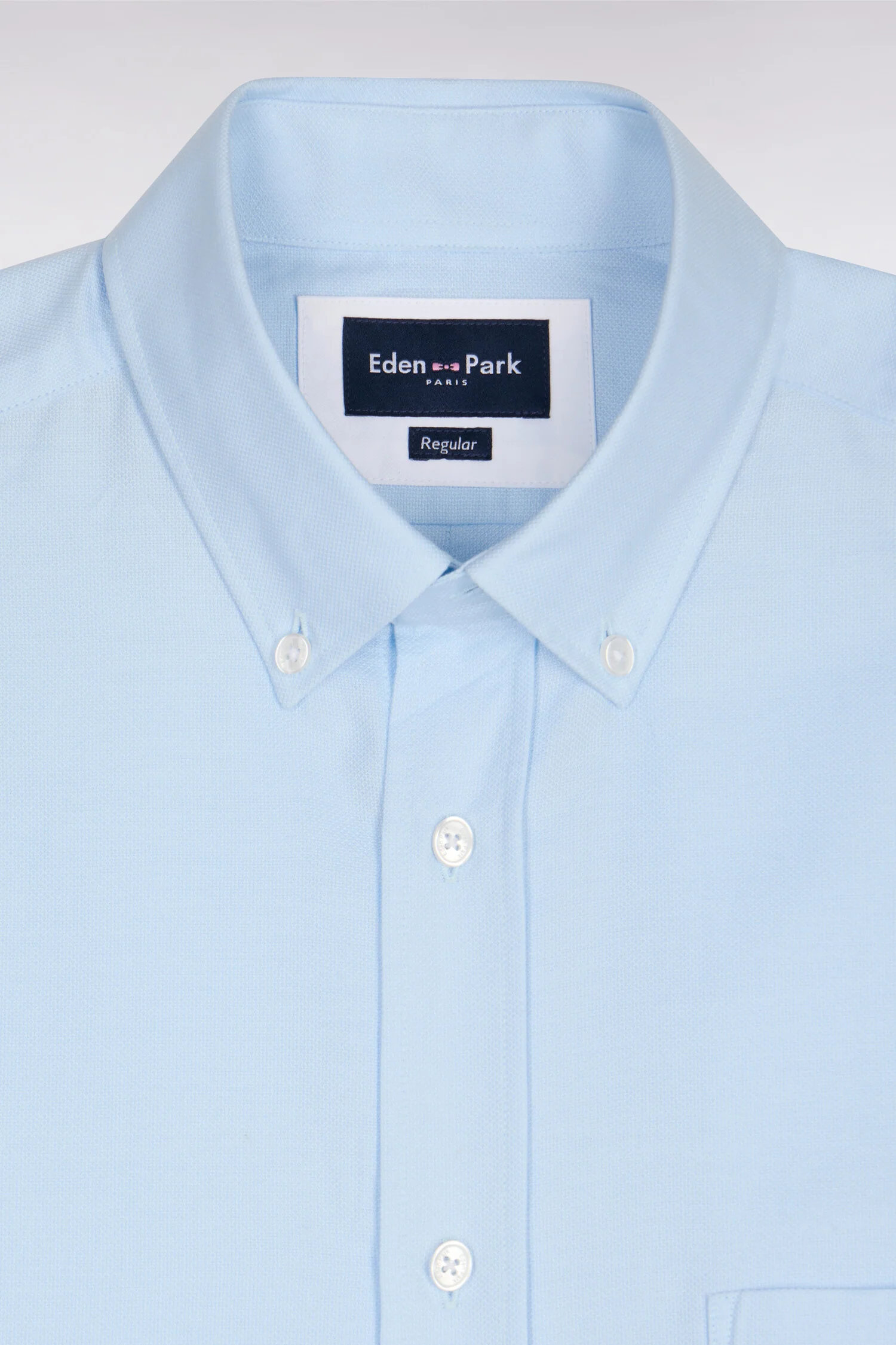 Chemise à manches courtes en piqué coton bleu ciel - Image 6
