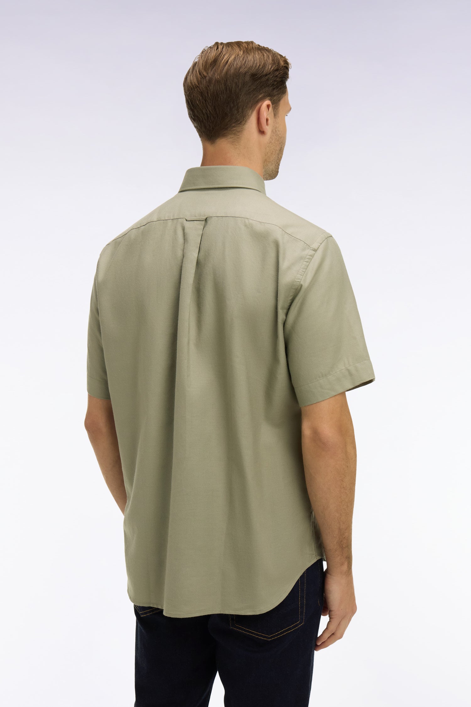 Chemise à manches courtes en piqué coton kaki - Image 5
