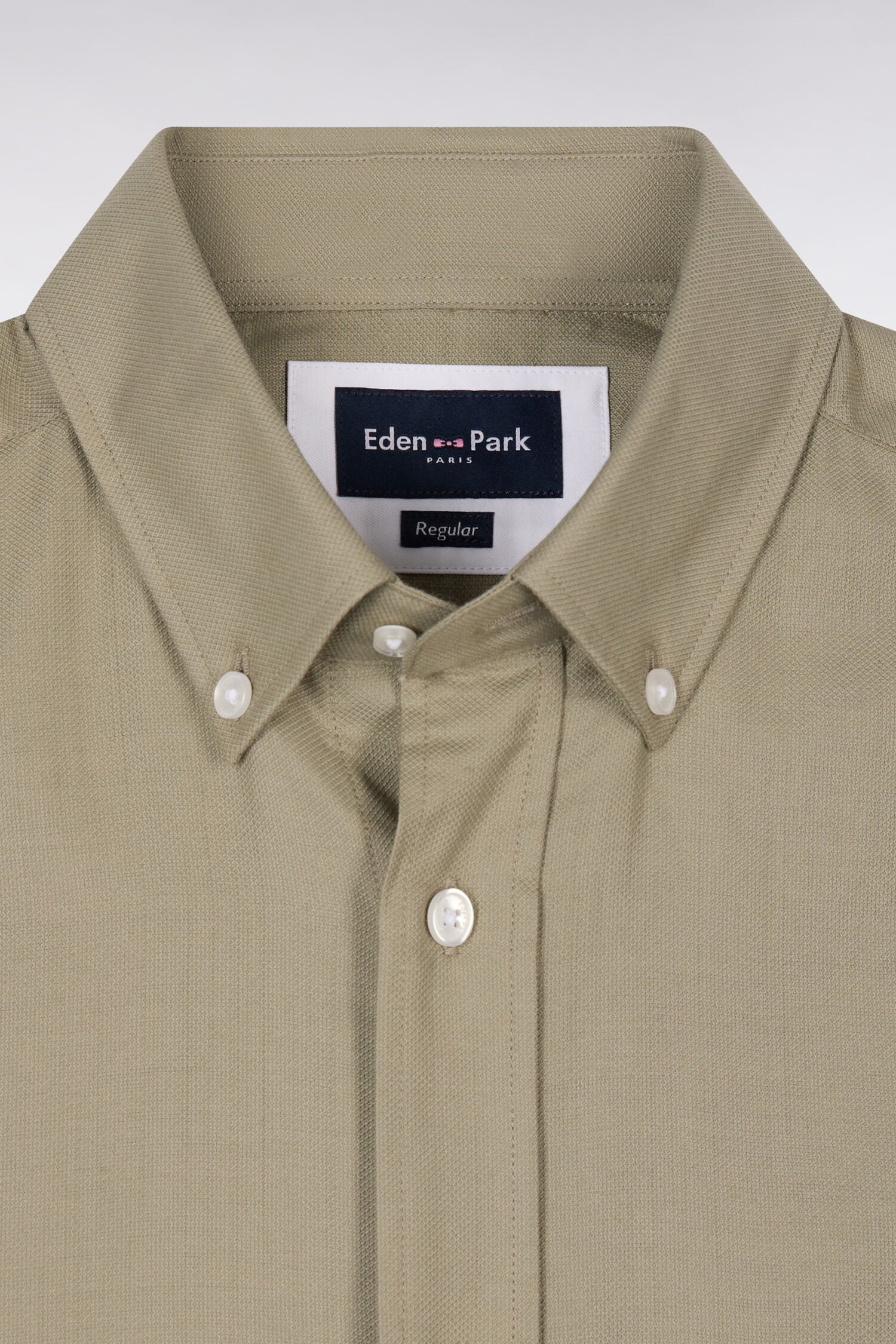Chemise à manches courtes en piqué coton kaki - Image 6