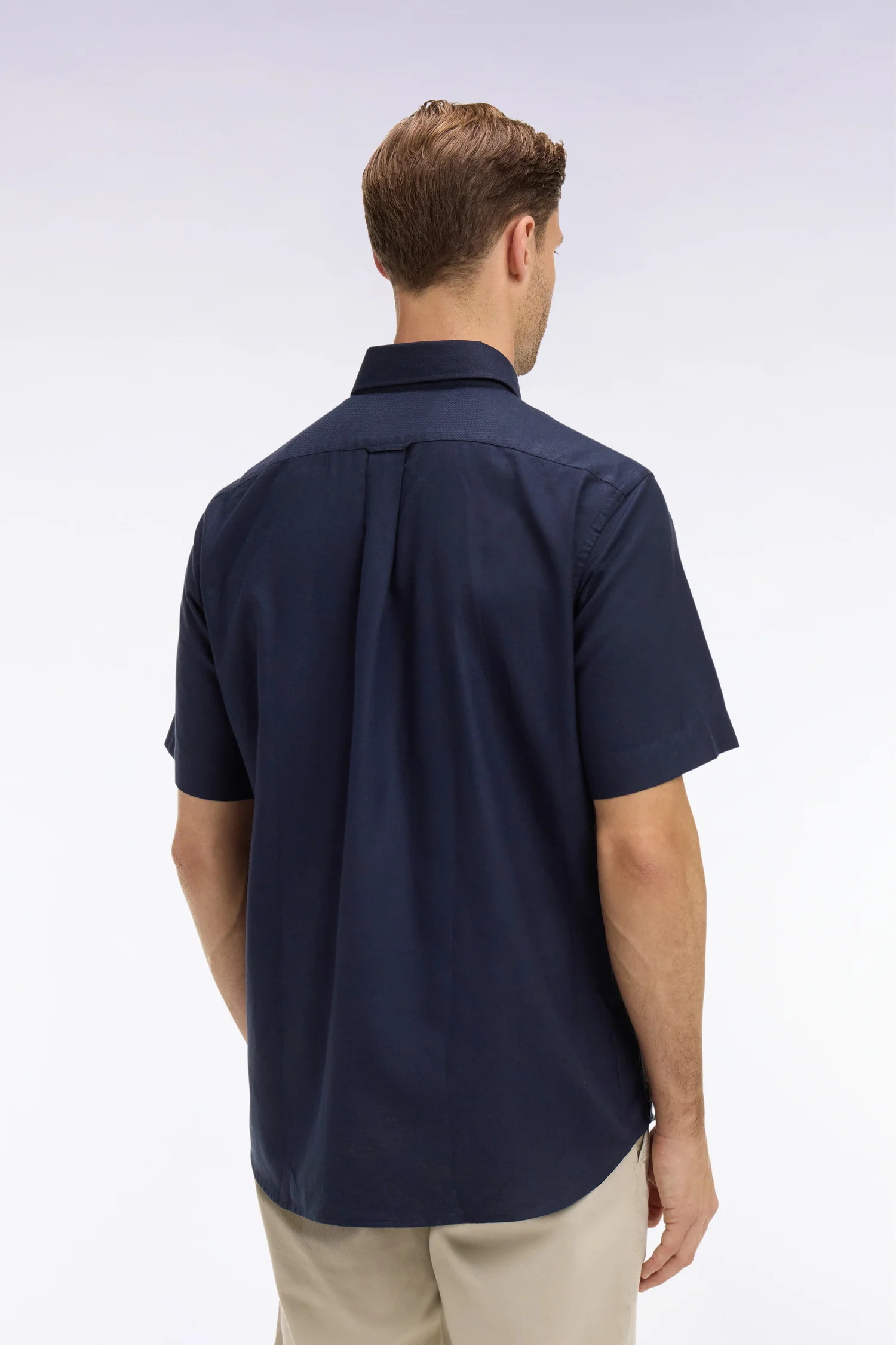 Chemise à manches courtes en piqué coton marine - Image 5