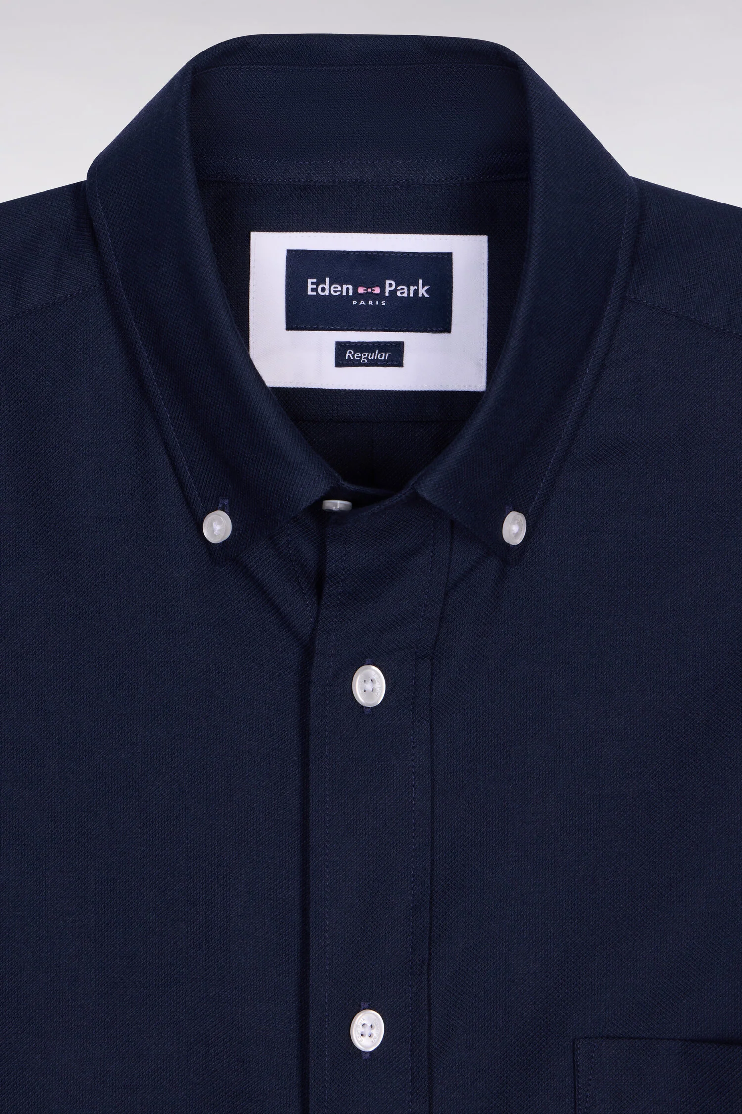 Chemise à manches courtes en piqué coton marine - Image 6