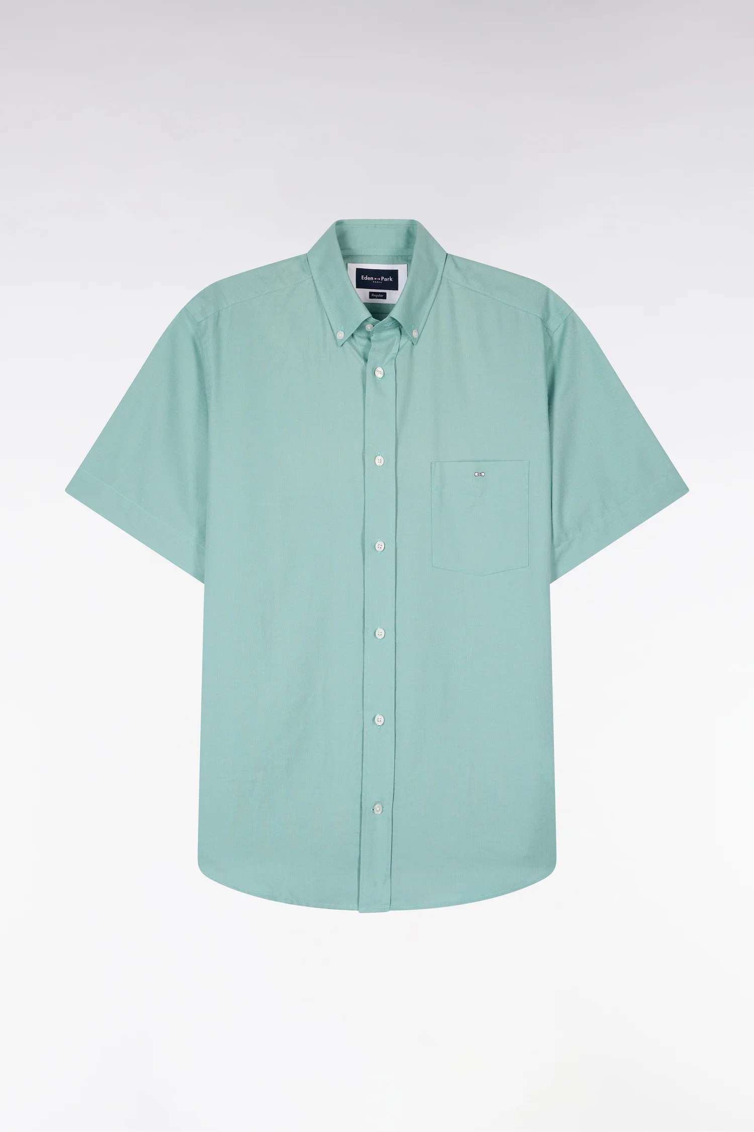 Chemise à manches courtes en piqué coton vert d'eau - Image 2