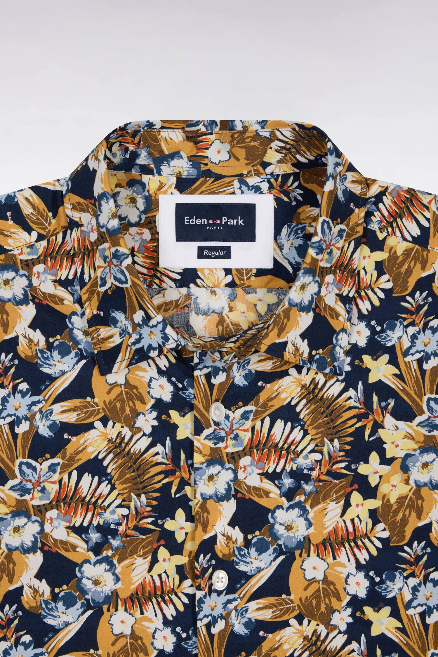 Chemise à manches courtes en popeline de coton à motif floral jaune - Image 6
