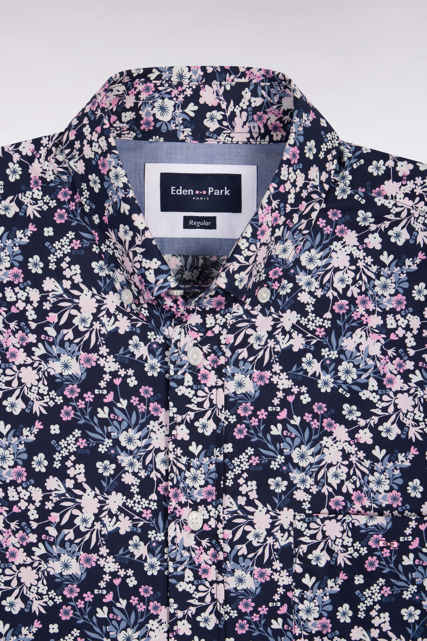 Chemise à manches courtes en popeline et chambray à motif floral rose - Image 6