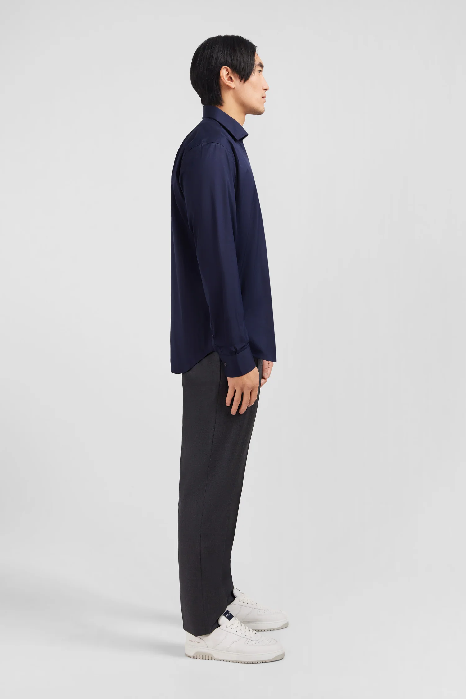 Chemise bleu marine slim en popeline stretch - Image 6