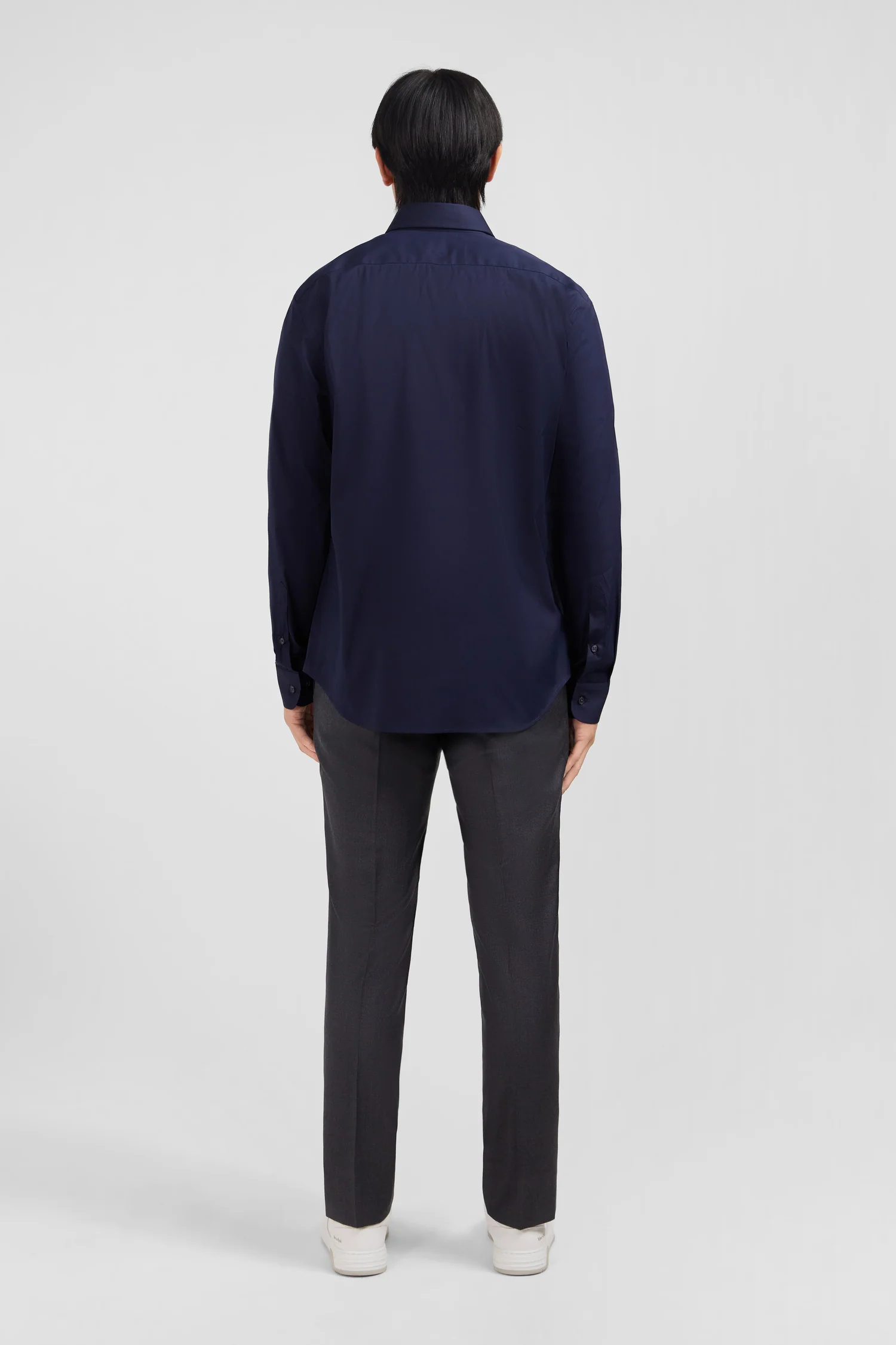 Chemise bleu marine slim en popeline stretch - Image 7