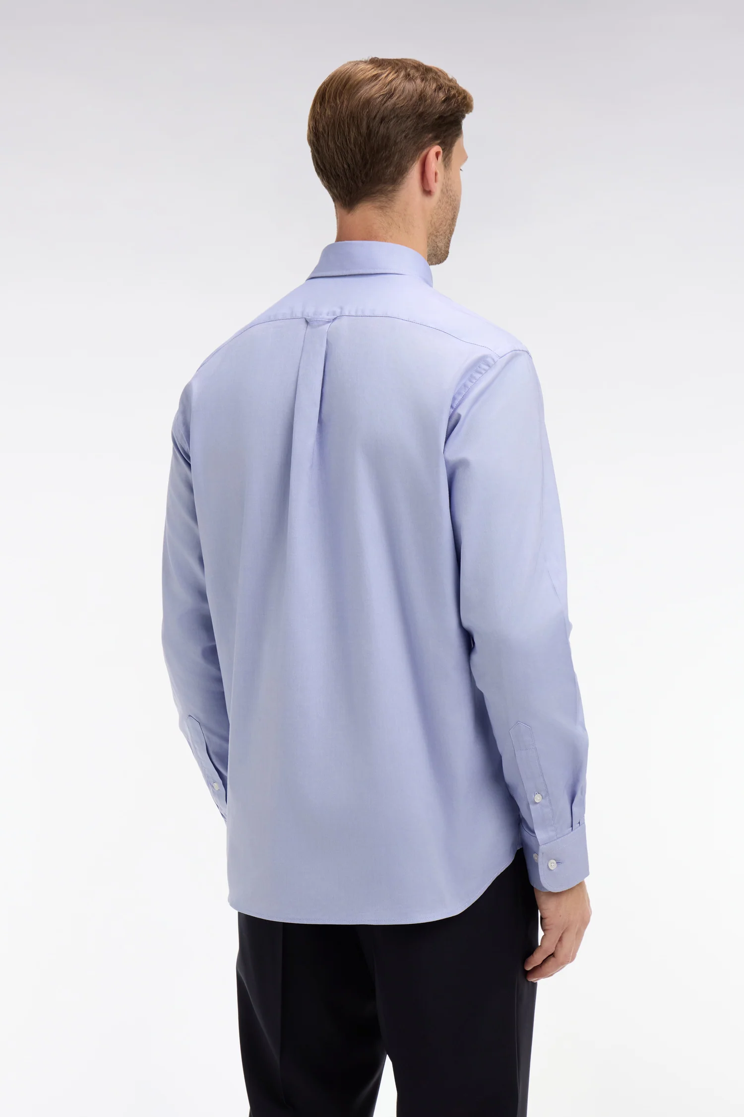 Chemise bleue unie en coton - Image 5
